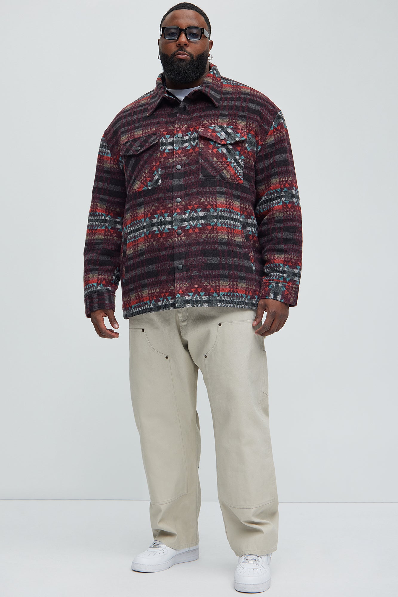 If We Ever Tried Quilted Shacket - Burgundy/combo - Image 9