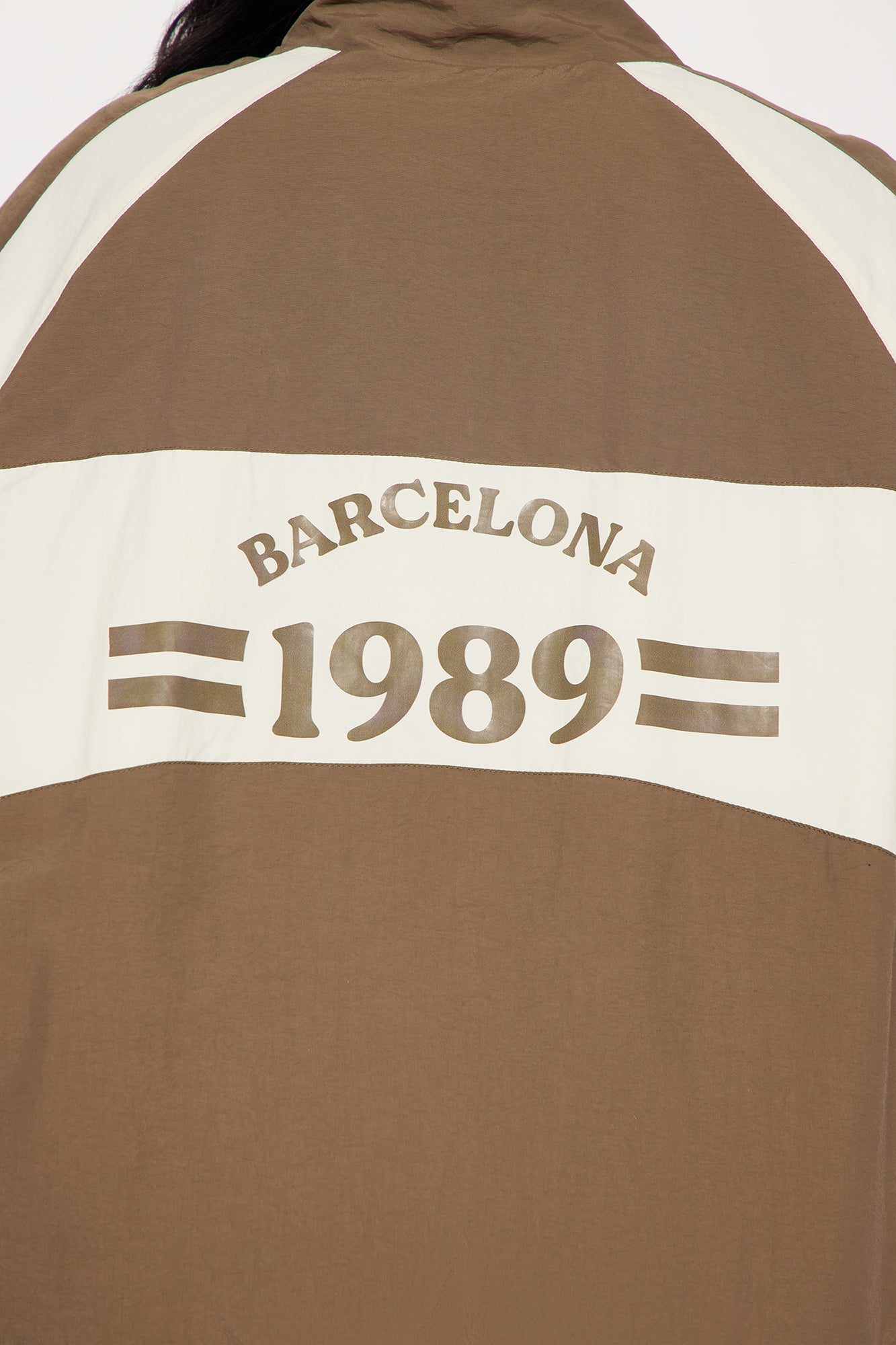 Barcelona Sporty Oversized Windbreaker - Brown/combo - Image 10