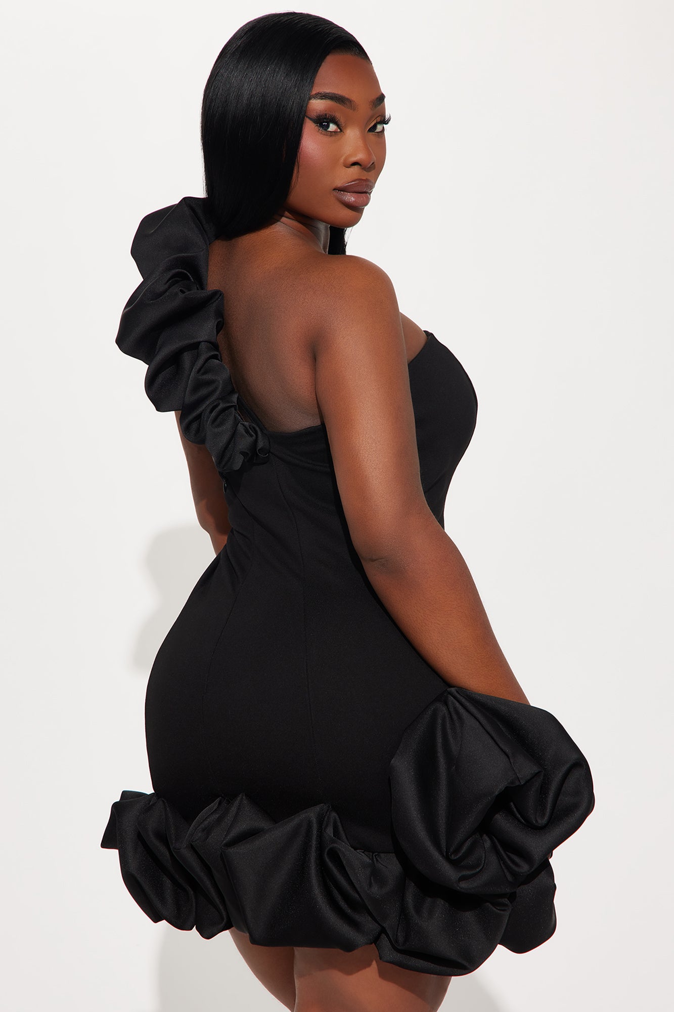 Wilma Ruffle Mini Dress - Black - Image 6