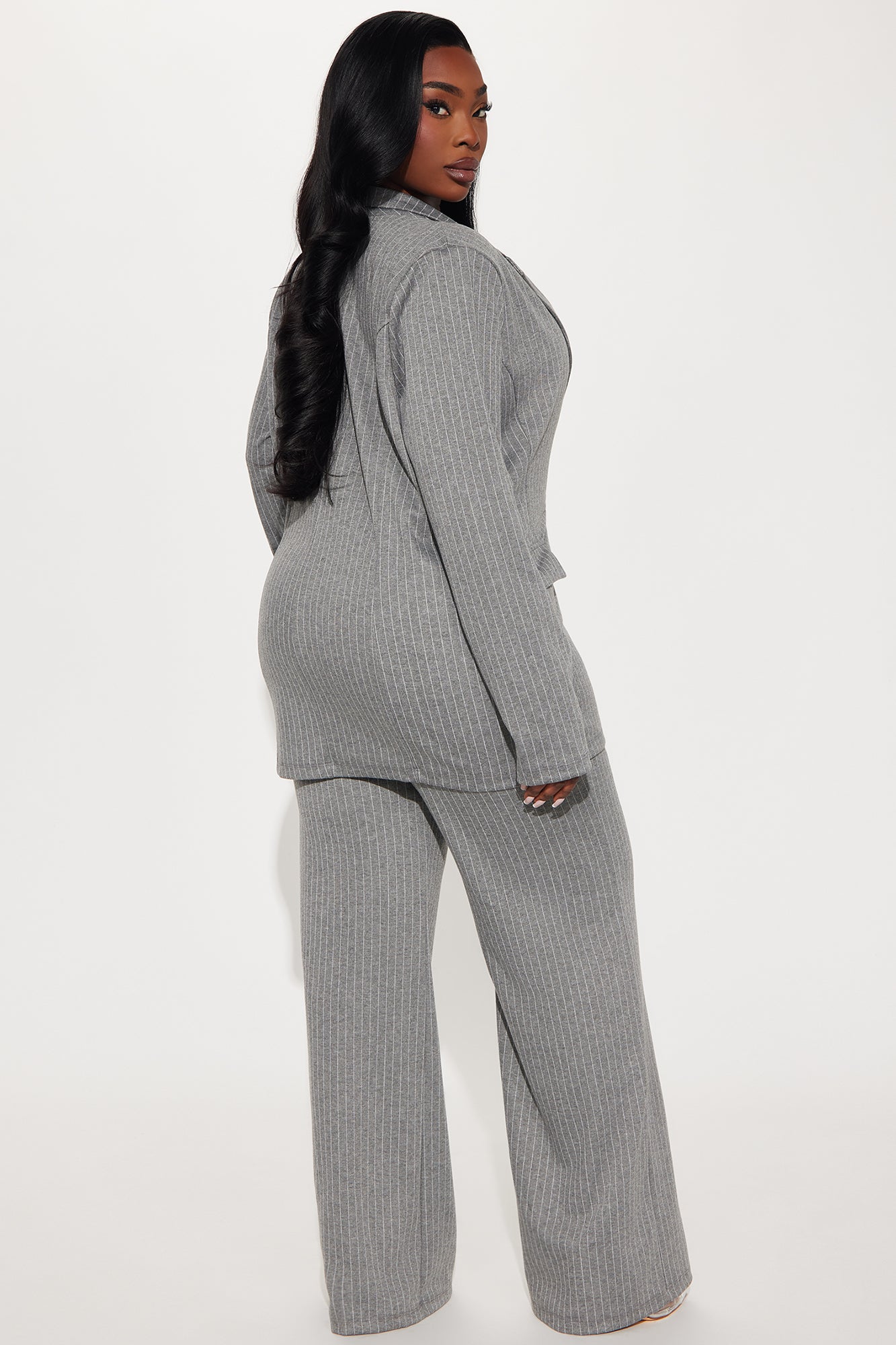 Work Wife Pinstripe Pant Set - Grey/White - Image 8