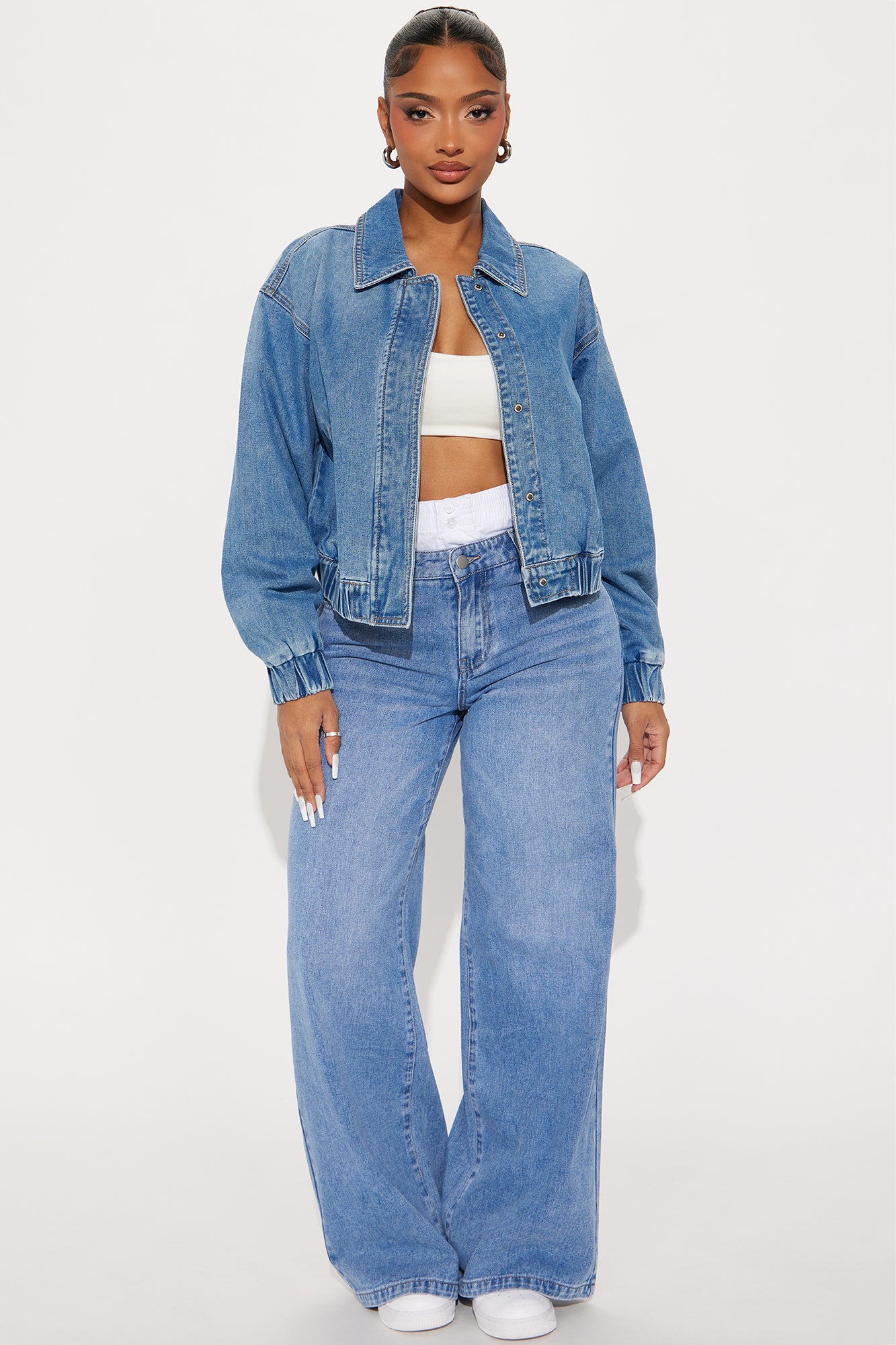 Von Dutch Denim Bomber Jacket - Medium Wash - Image 3