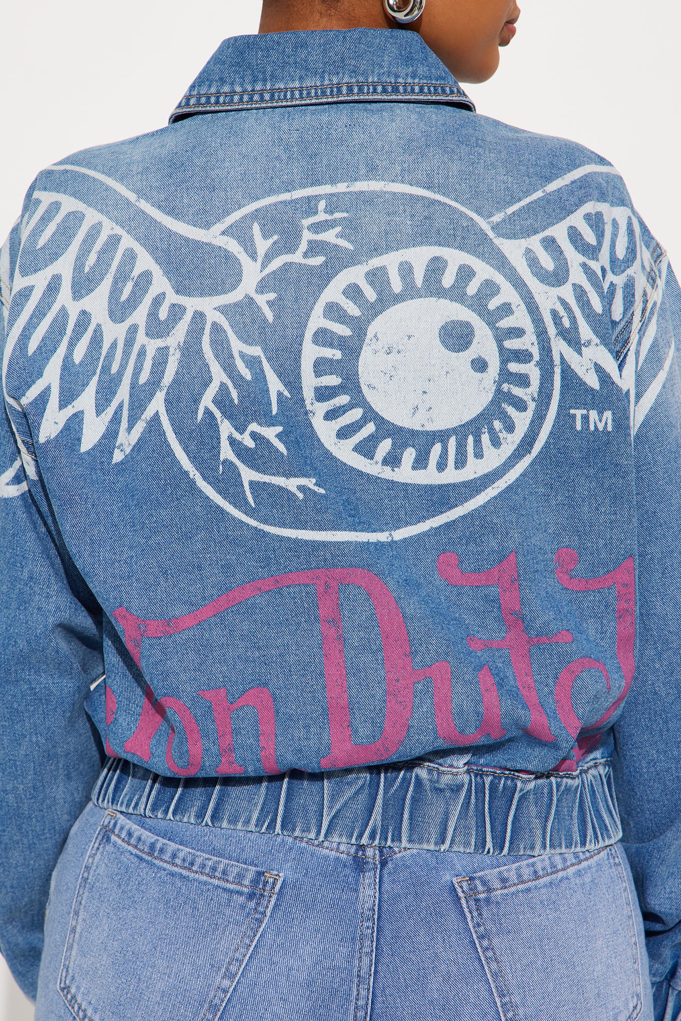 Von Dutch Denim Bomber Jacket - Medium Wash - Image 4