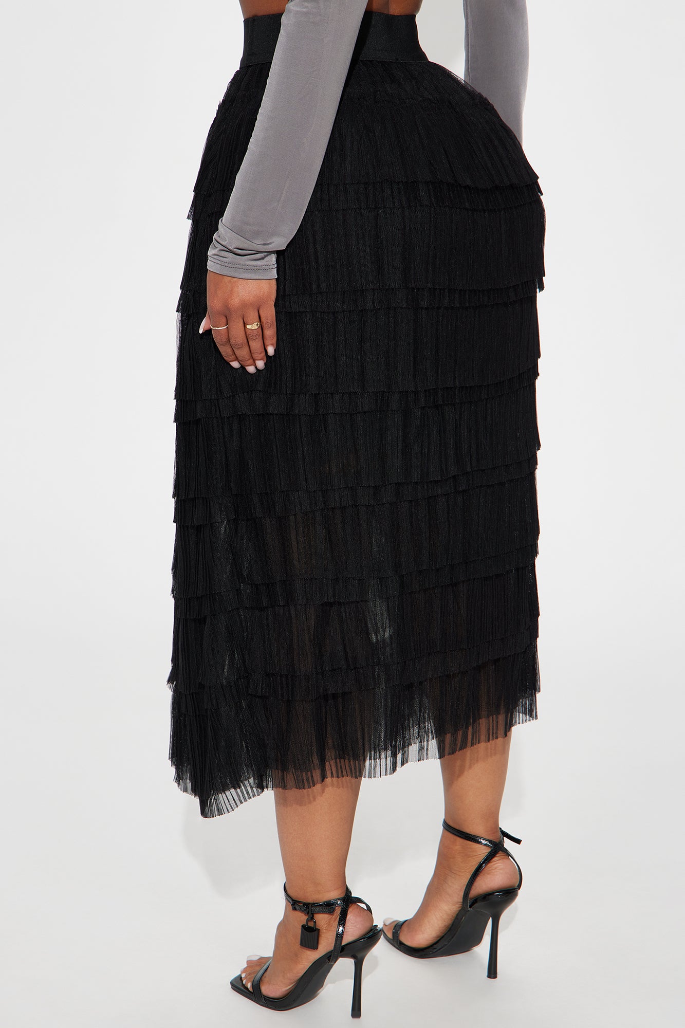 Alice Tiered Midi Skirt - Black - Image 3