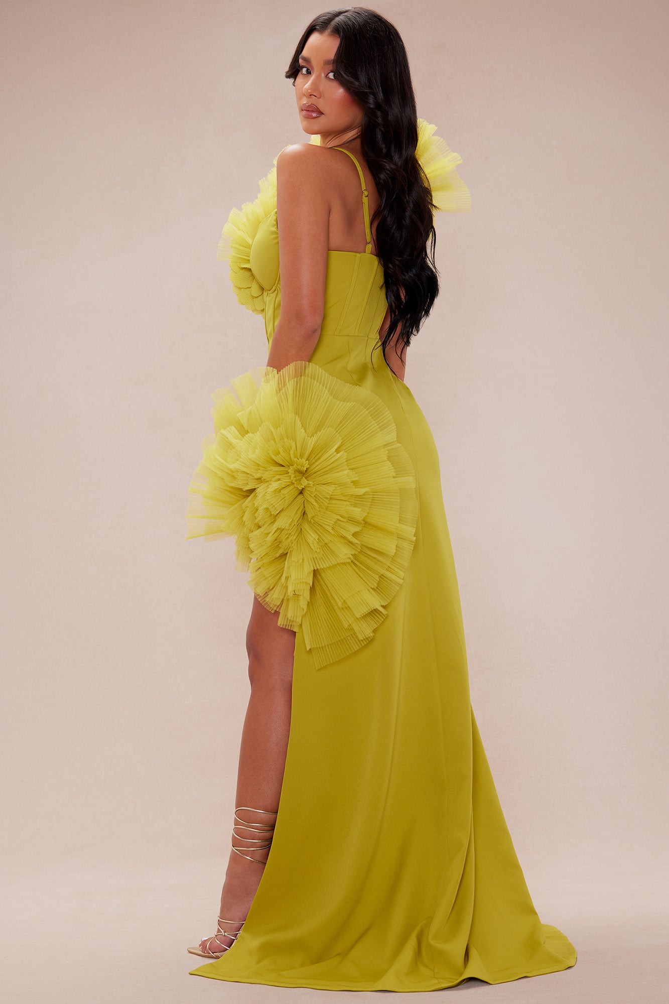 Sarafina Ruffle Maxi Dress - Chartreuse - Image 4