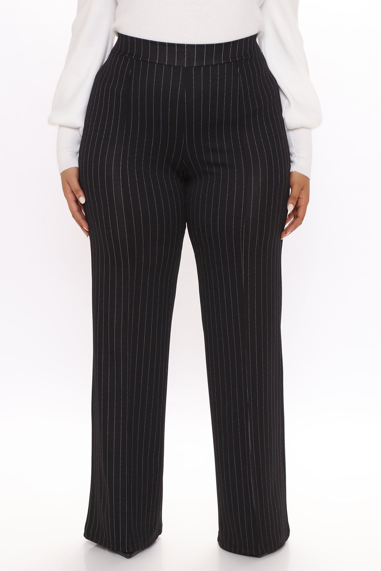 Victoria High Waisted Dress Pant Pinstripe - Black/White - Image 5