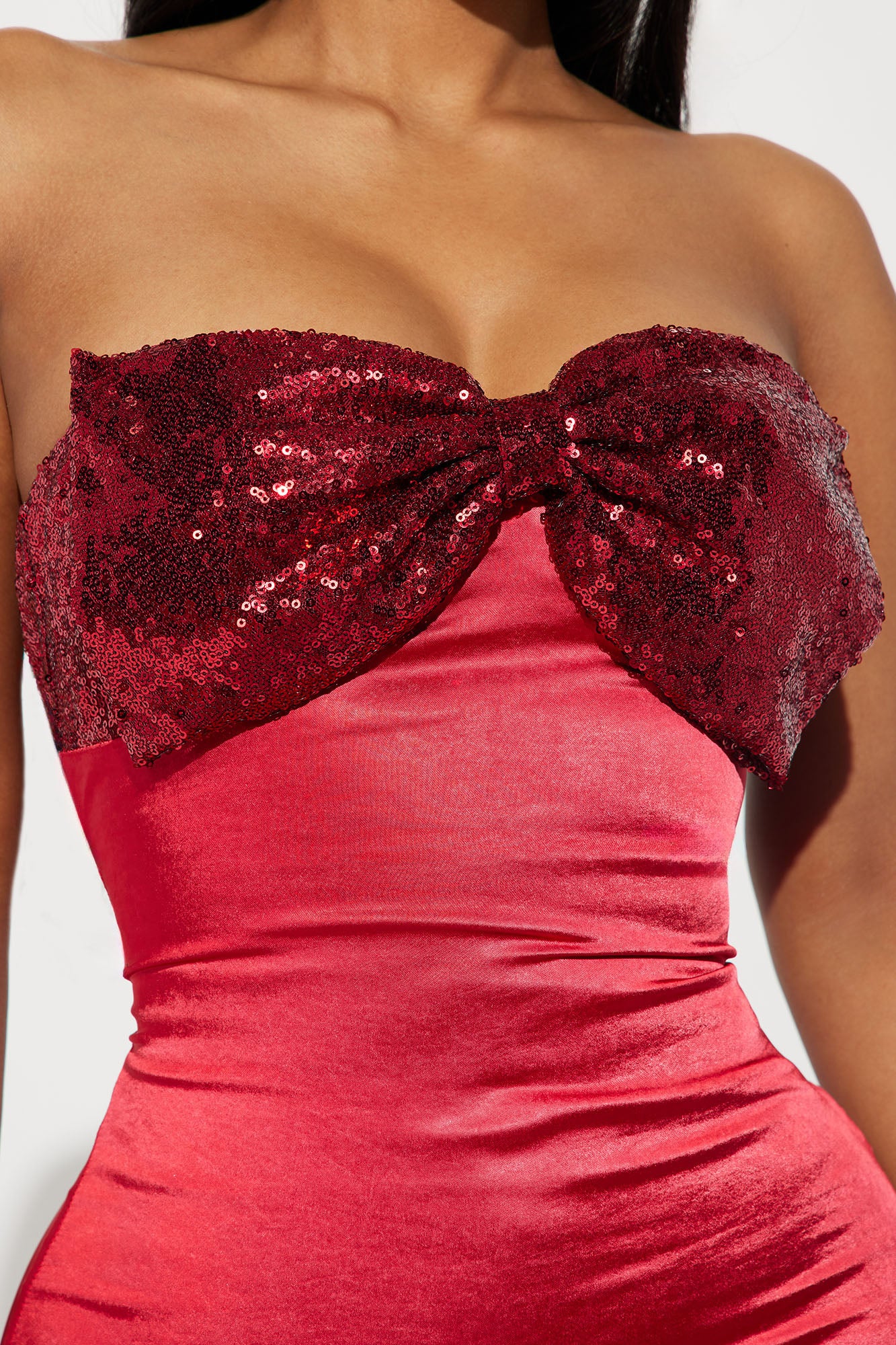 Serena Satin Mini Dress - Red - Image 3