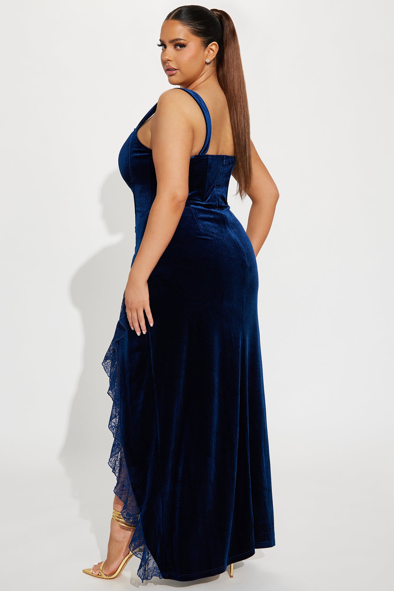 Sydney Velvet Maxi Dress - Navy - Image 6