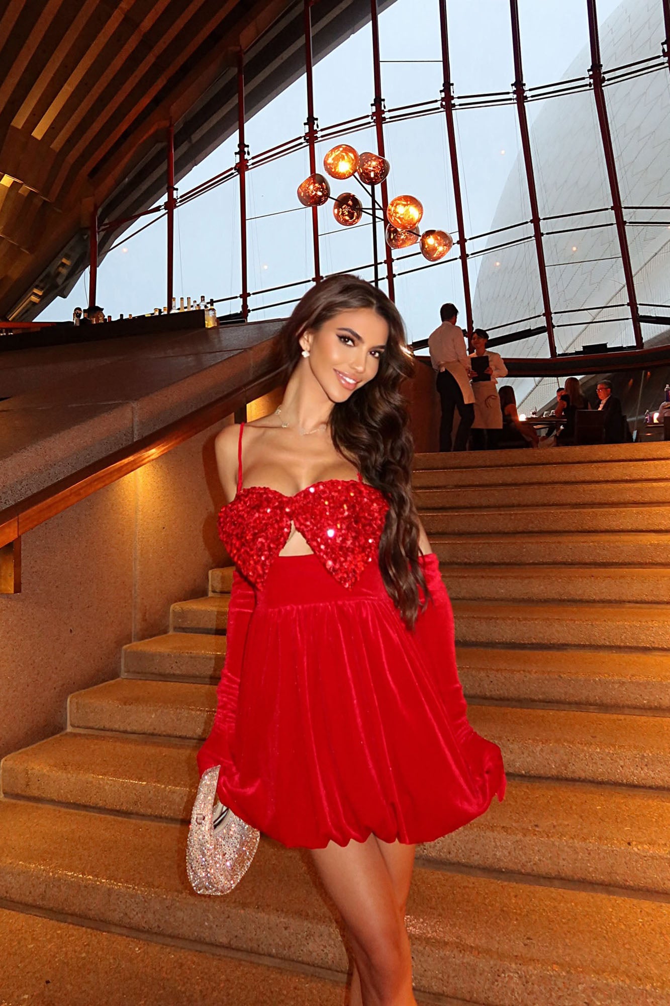 Clara Velvet Bubble Dress Set - Red - Image 5