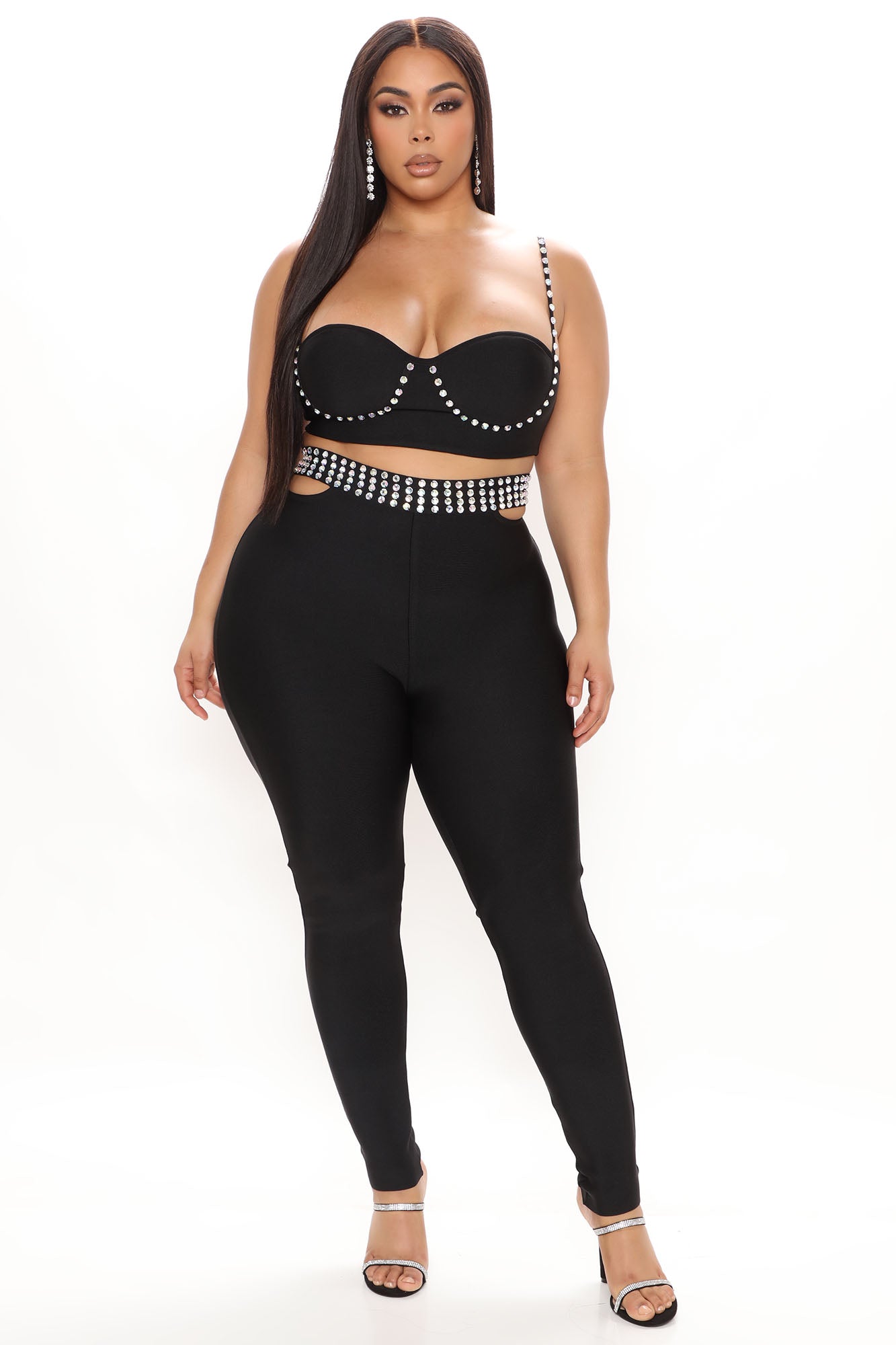 Stud At The Club Pant Set - Black - Image 5