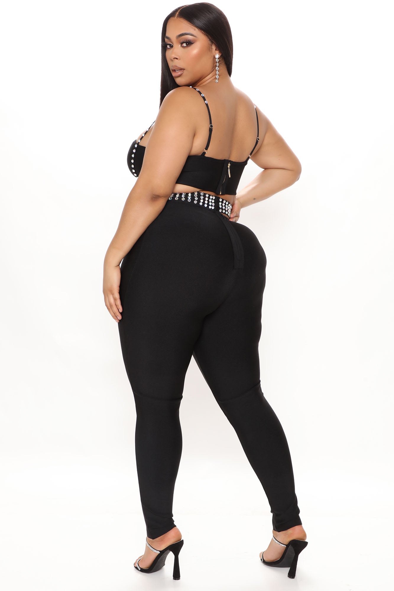 Stud At The Club Pant Set - Black - Image 8