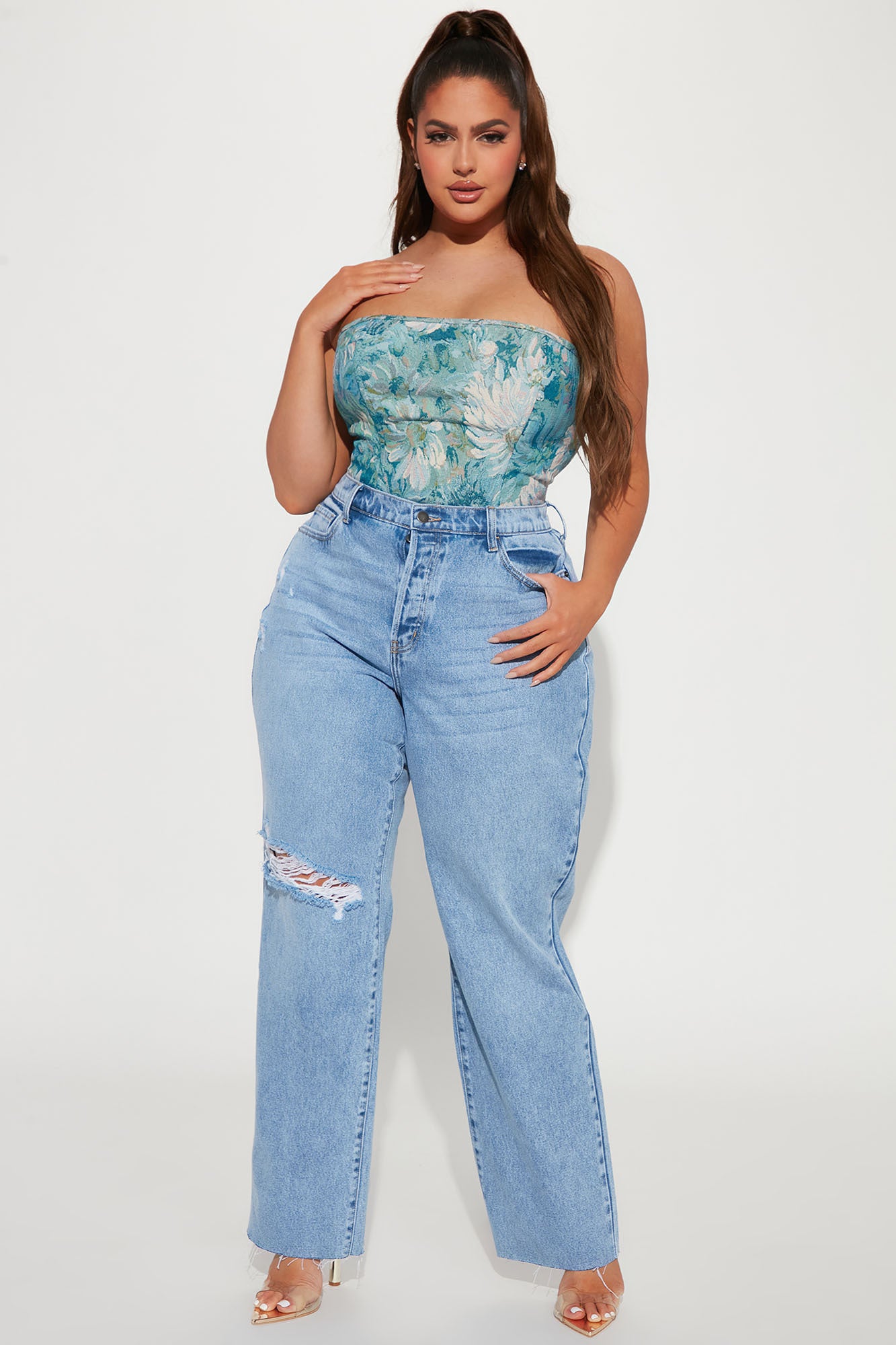 Topanga 90's Ripped Straight Leg Jeans - Medium Wash - Image 8