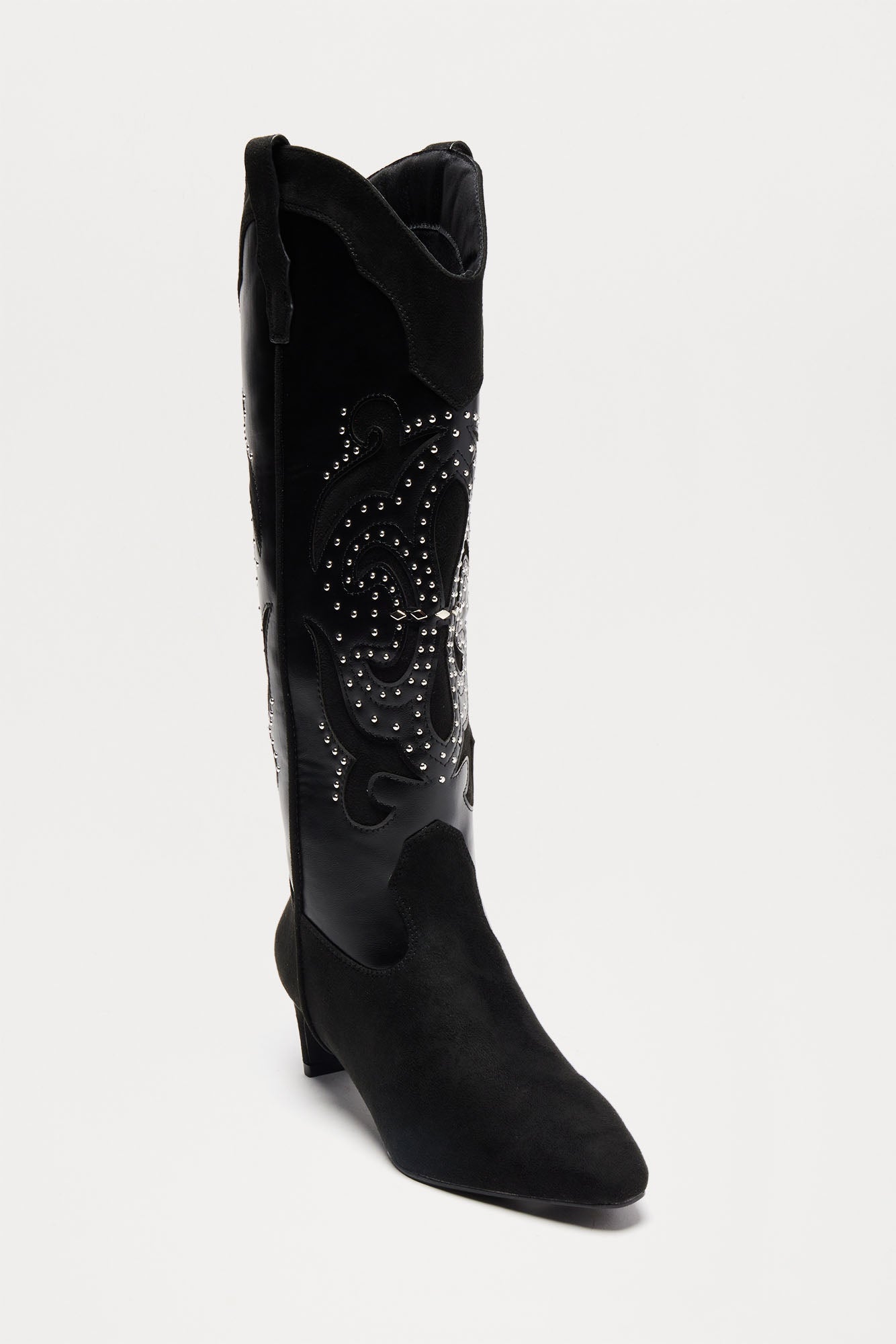 Atlanta Studded Cowboy Boots - Black - Image 3