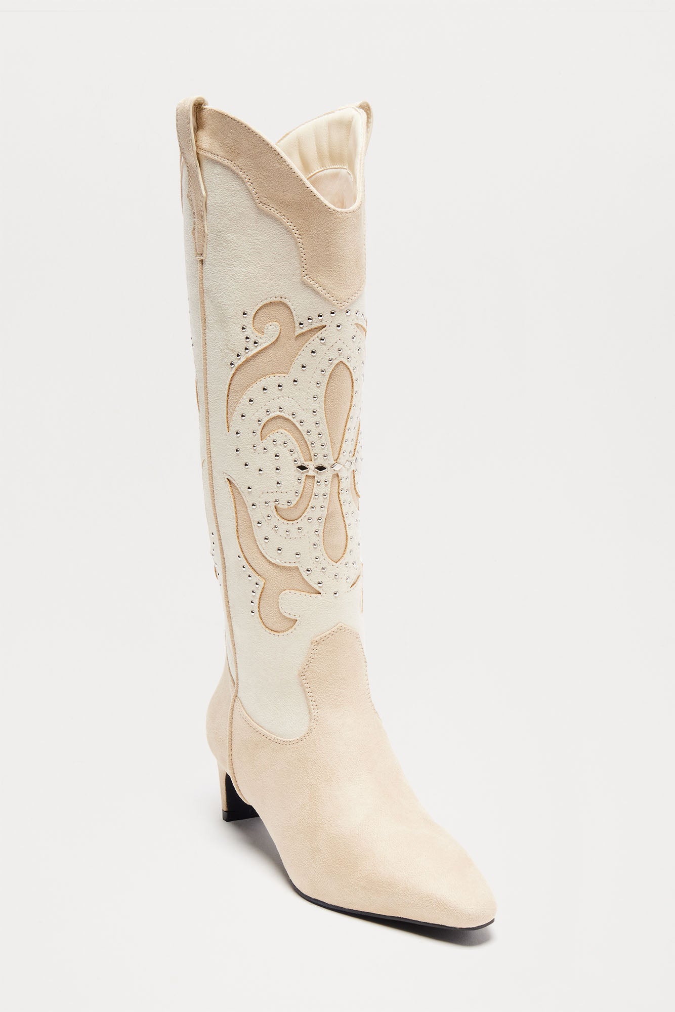 Atlanta Studded Cowboy Boots - Beige - Image 4