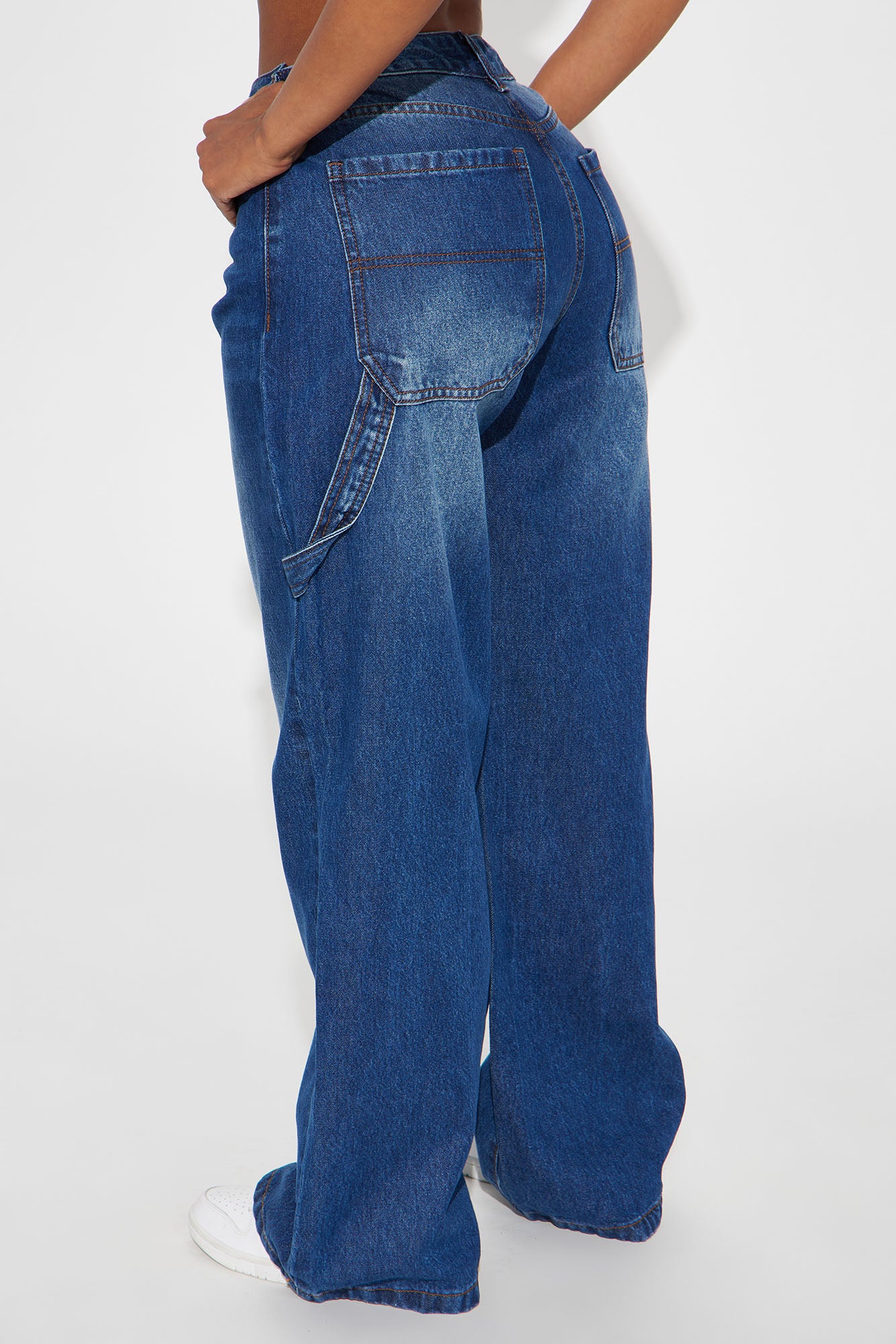 Apply The Pressure  Carpenter Baggy Jeans - Dark Wash - Image 3