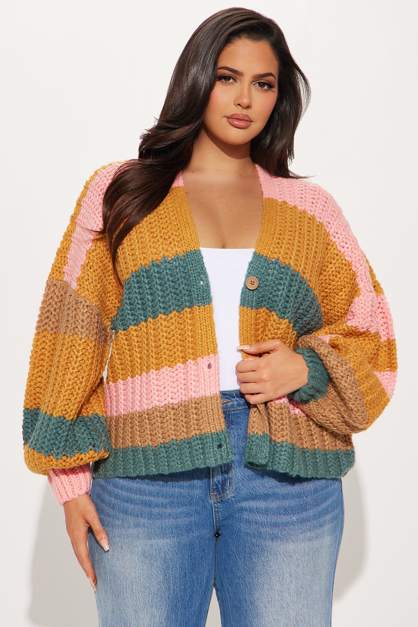 Dreamy Chunky Knit Cardigan - Multi Color - Image 4