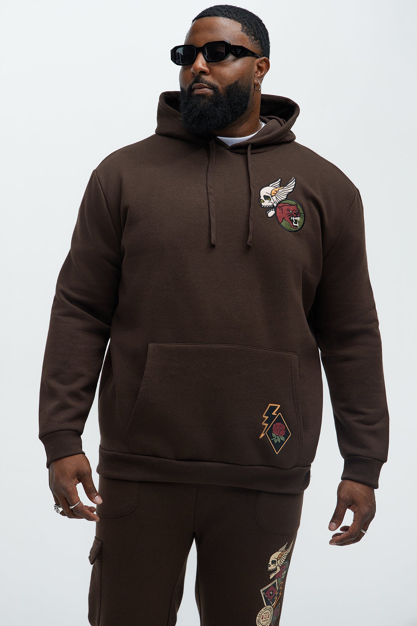 Valor Patches Hoodie - Brown - Image 5