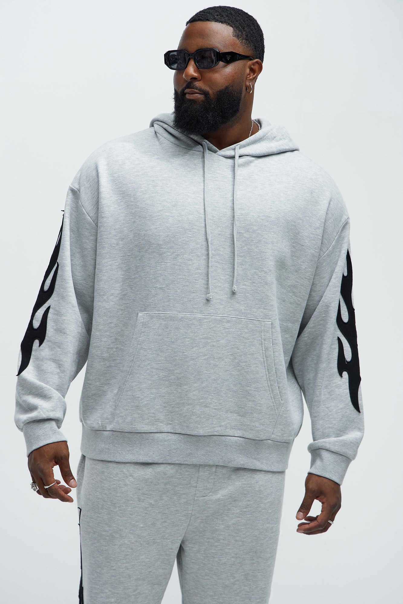 Flame Time Tyson Hoodie - Heather Grey - Image 5