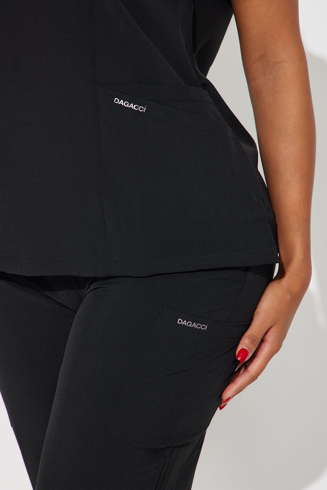 Caretaker 4 Way Stretch Uniform Scrub Set - Black - Image 3