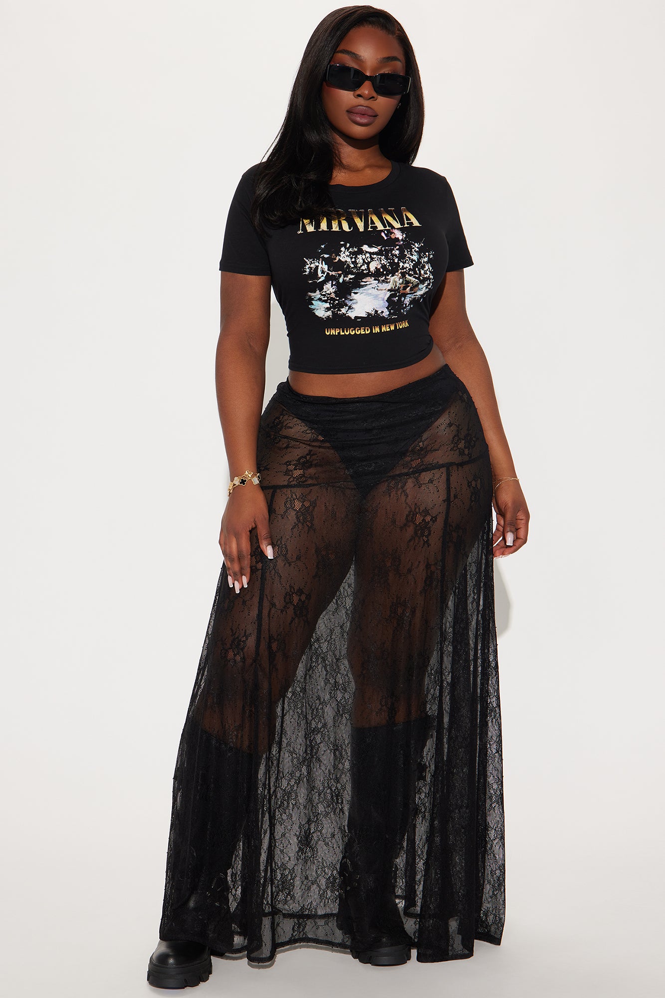 Confessions Lace Maxi Skirt - Black - Image 4