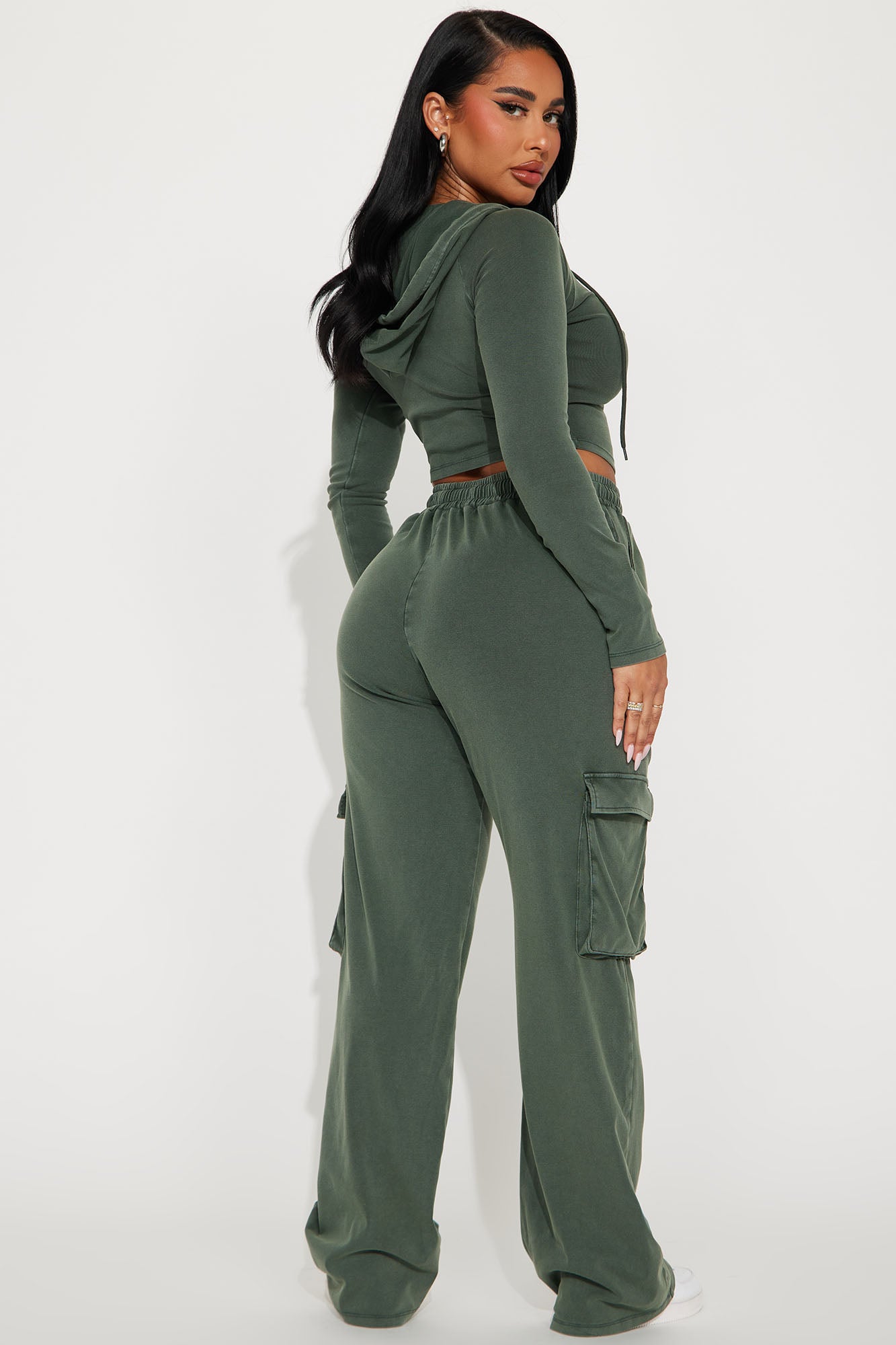Keep It Casual Washed Pant Set - Olive - Image 3