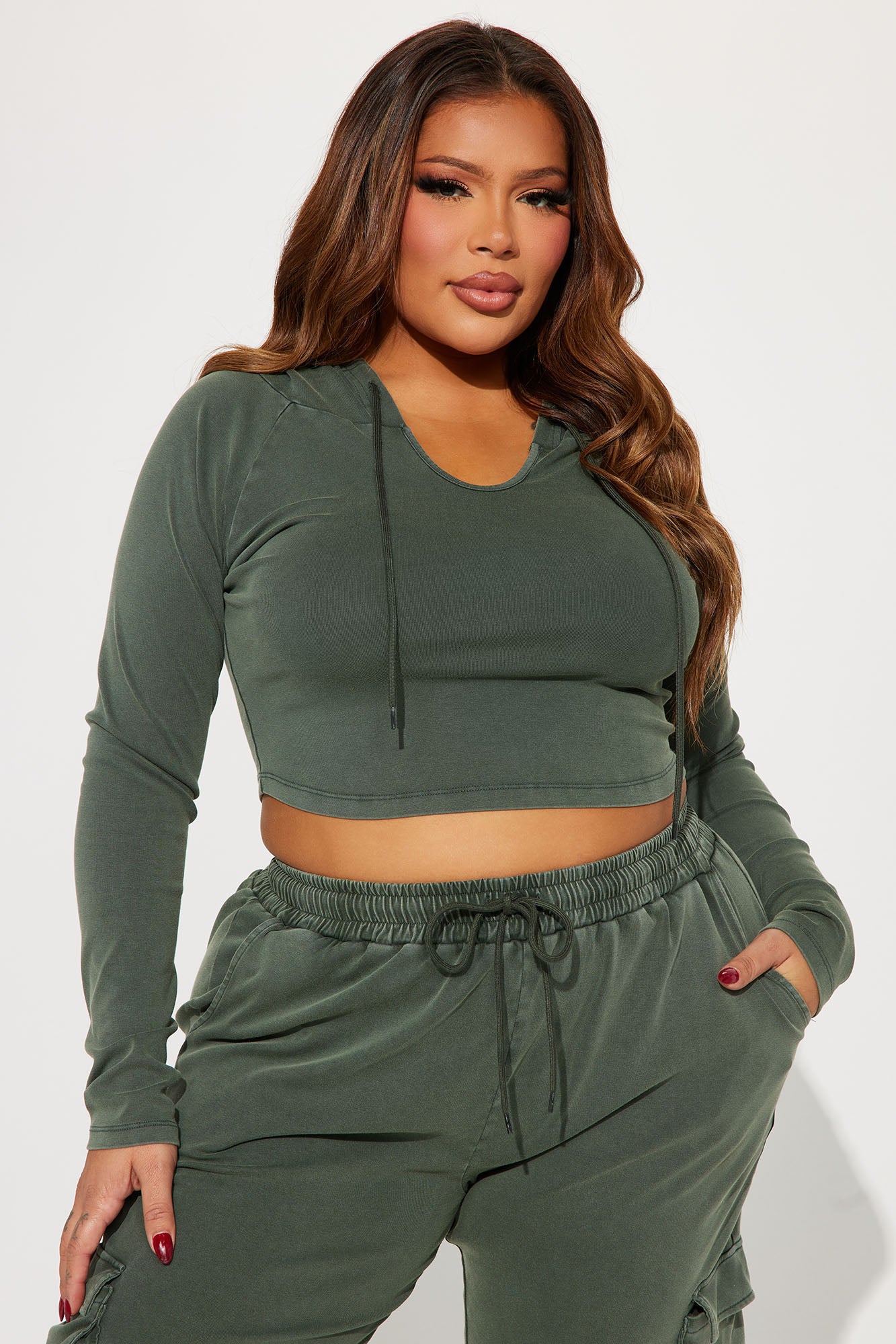 Keep It Casual Washed Pant Set - Olive - Image 5