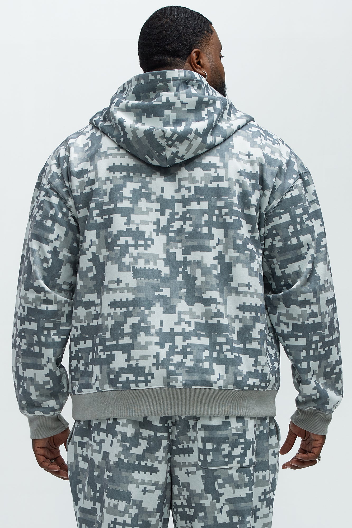 Digi Camo Oversized Zip Up Hoodie - Grey/combo - Image 9