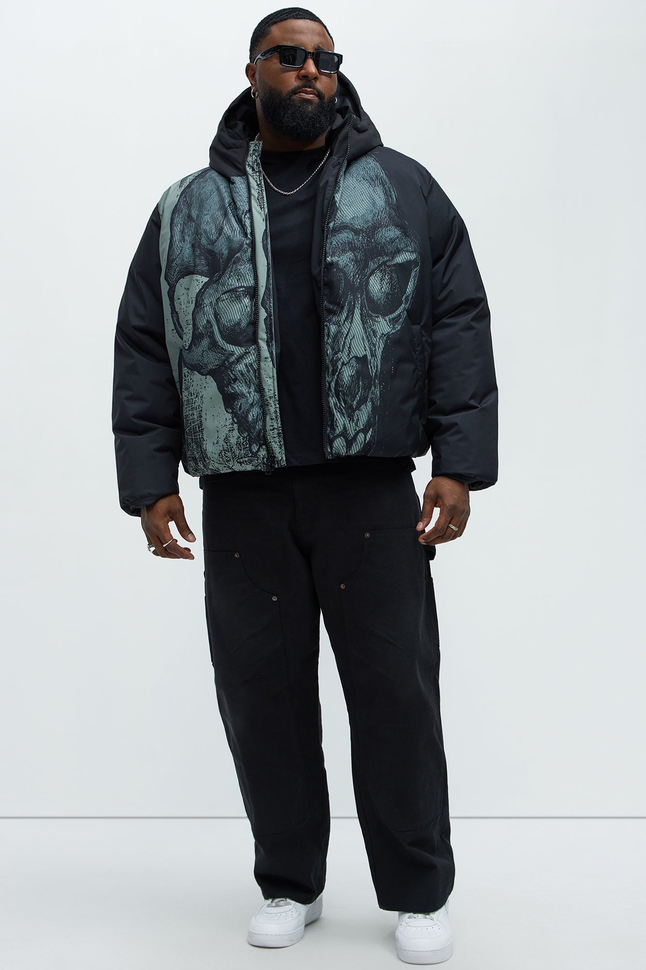 Azrael Hooded Puffer Jacket - Black - Image 7