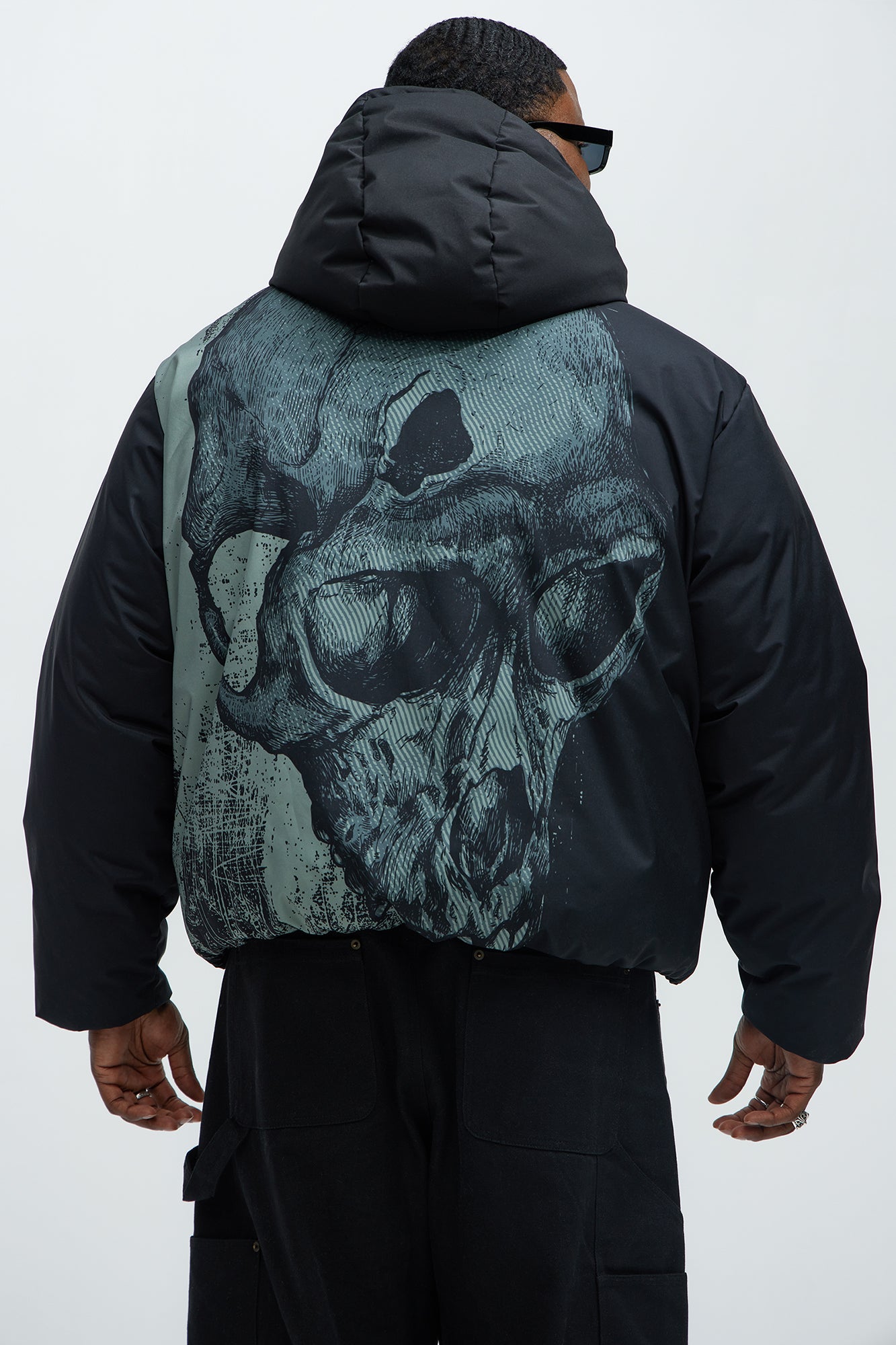 Azrael Hooded Puffer Jacket - Black - Image 9