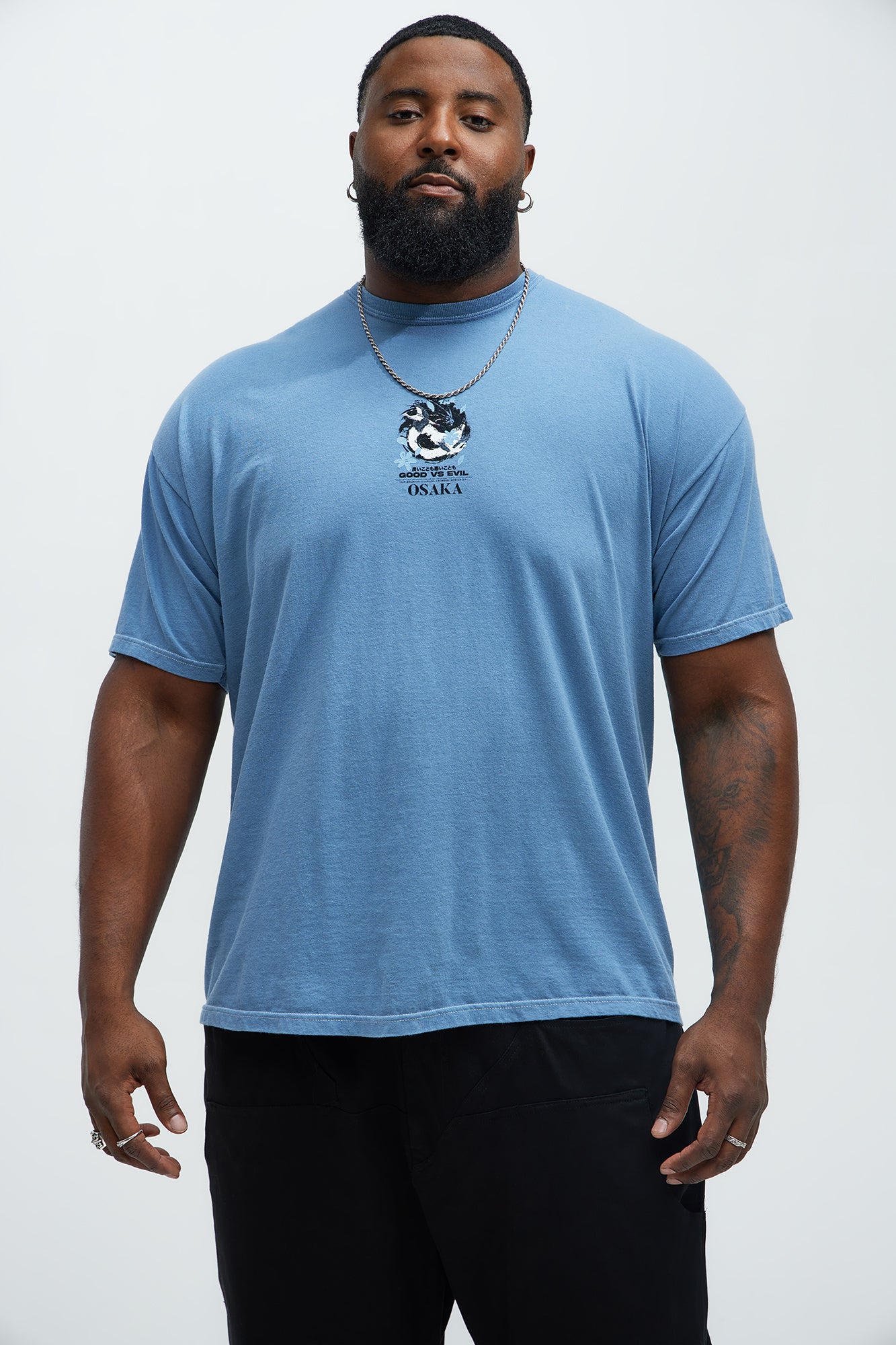 Good Vs Bad Osaka Short Sleeve Tee - Blue Wash - Image 6
