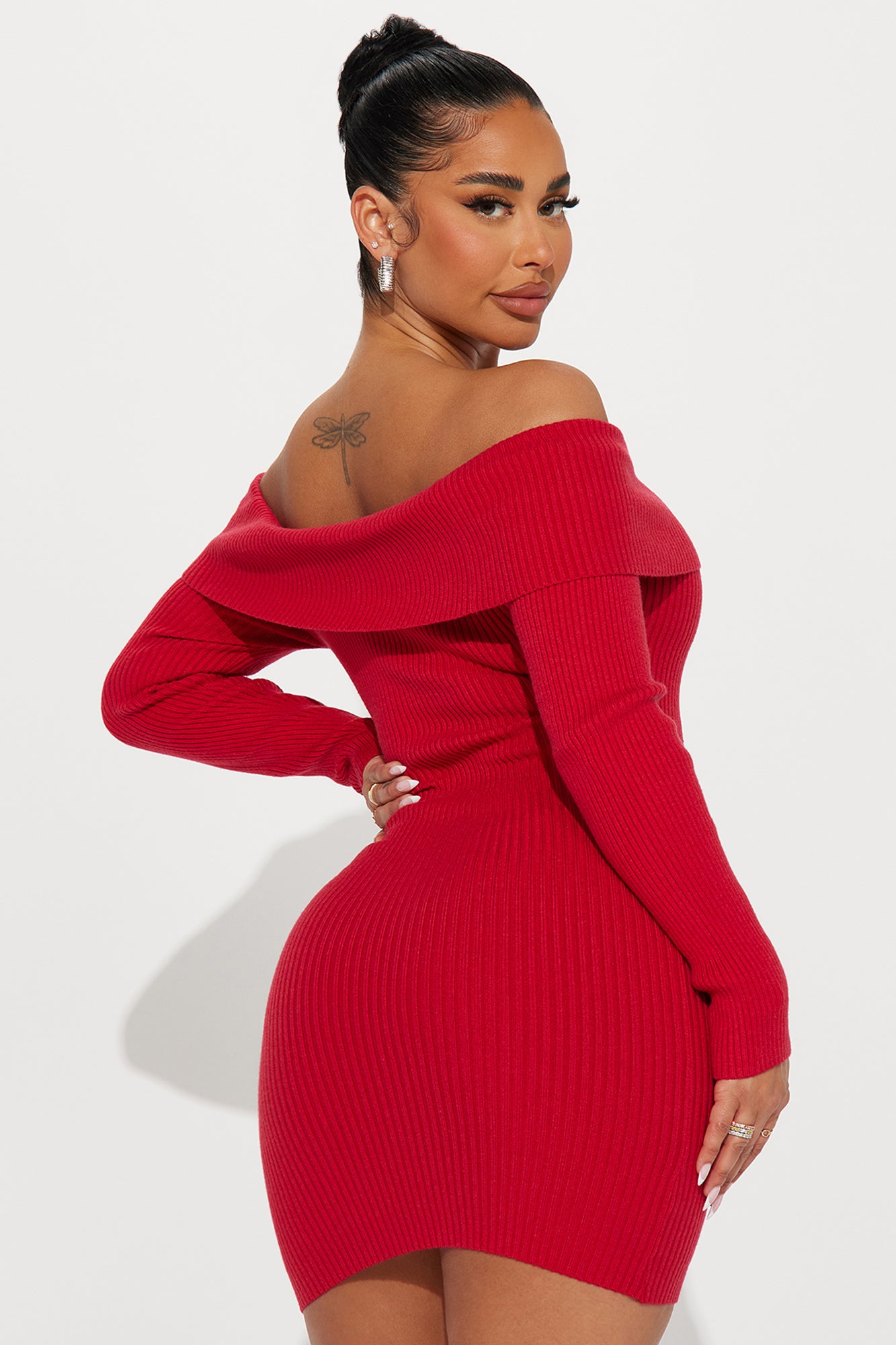 Violet Sweater Mini Dress - Red - Image 3