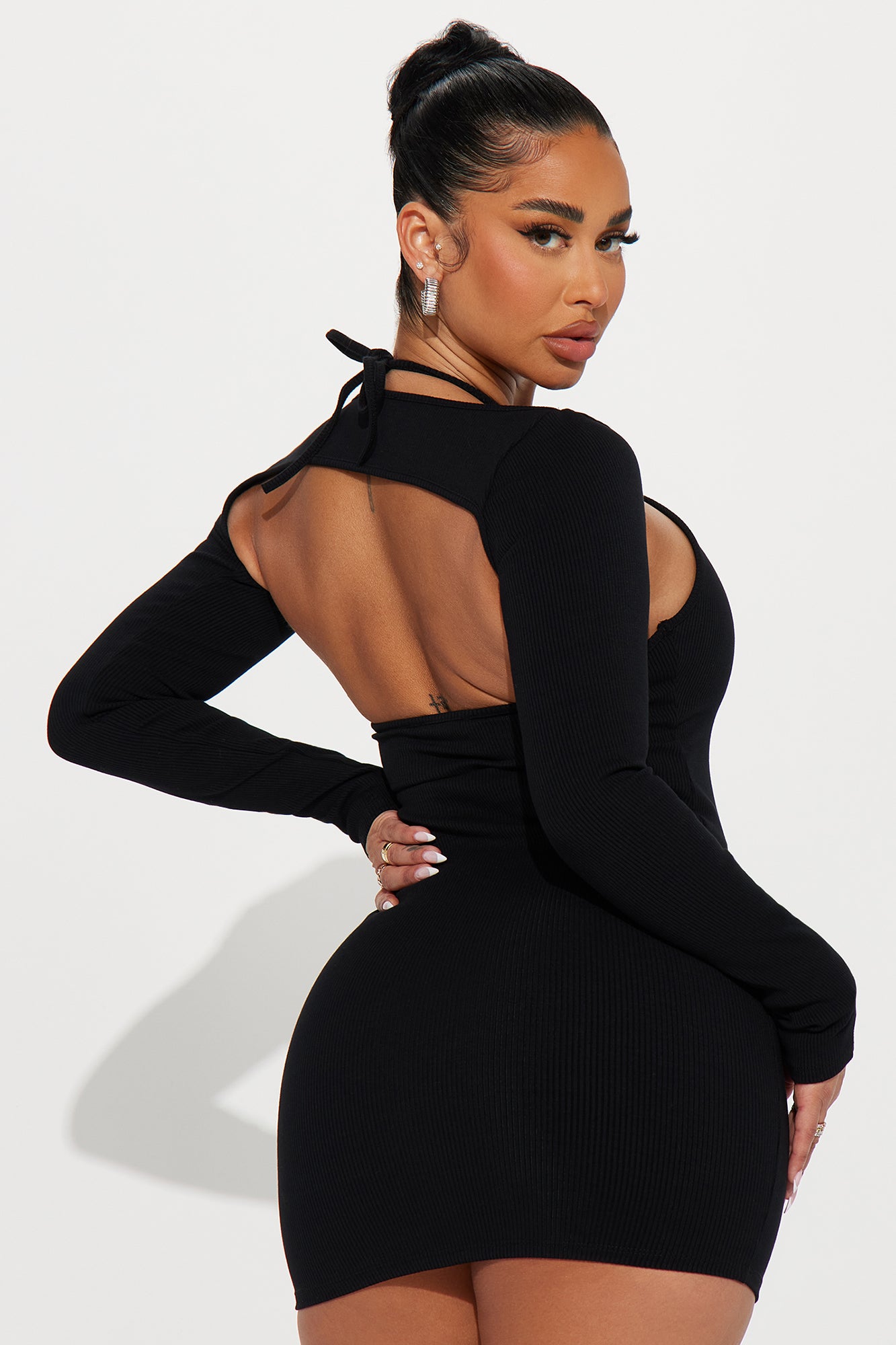 Karah Snatched Mini Dress - Black - Image 3