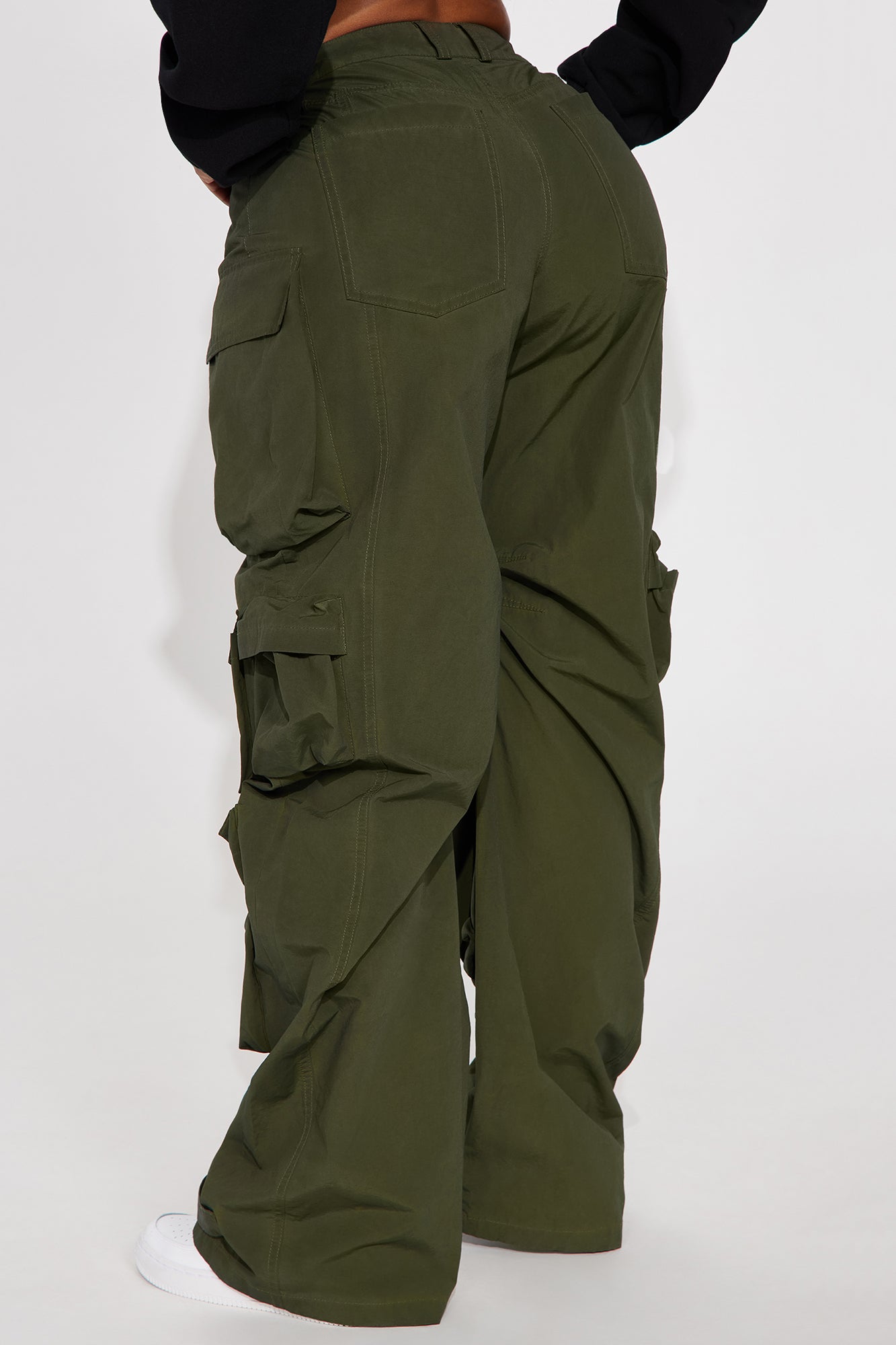 Talk It Up Oversized Distressed Washed Cargo Pant - Olive - Image 3