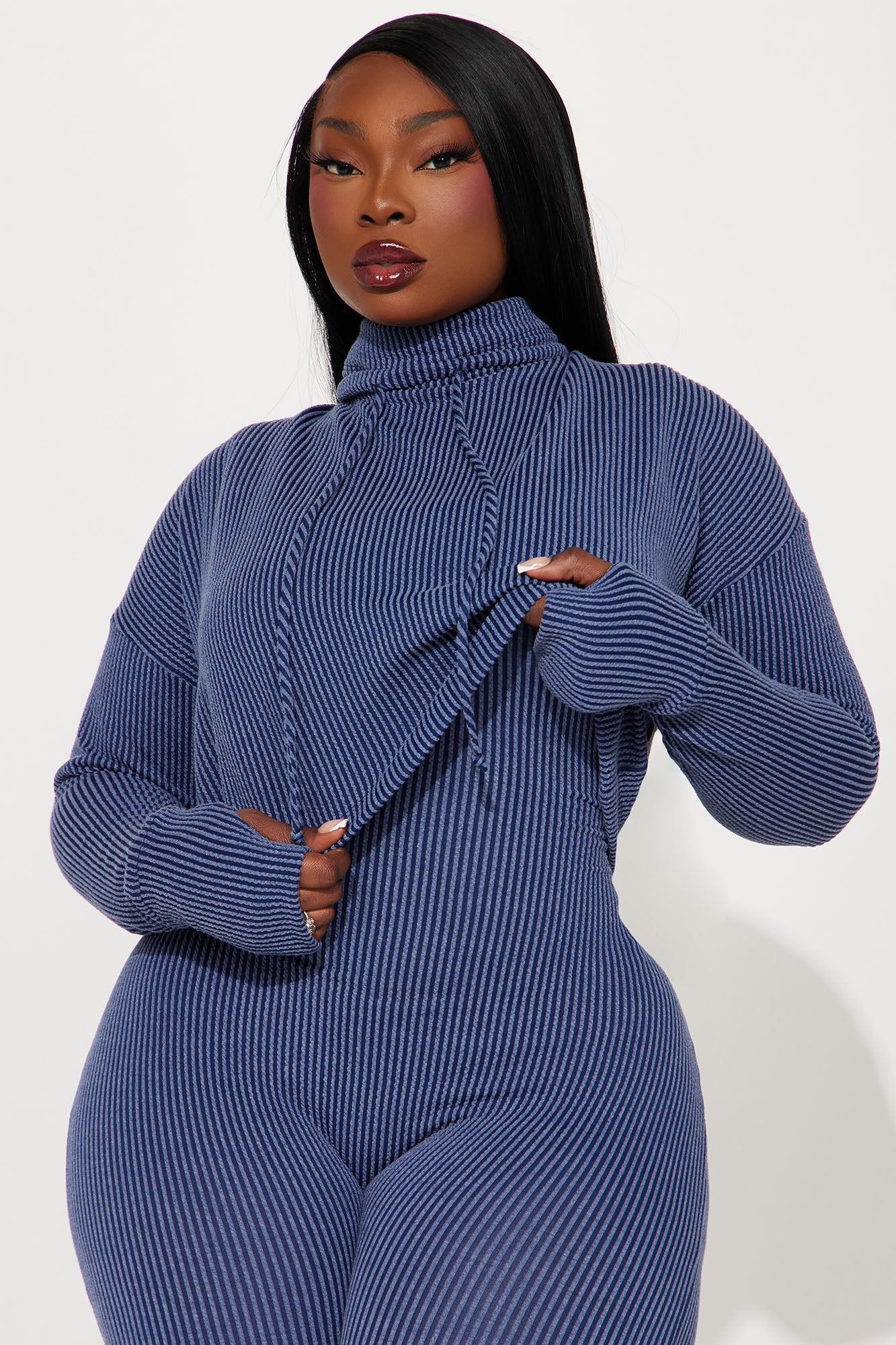 Thinking It Over 2 Piece Jumpsuit Set - Navy - Image 5