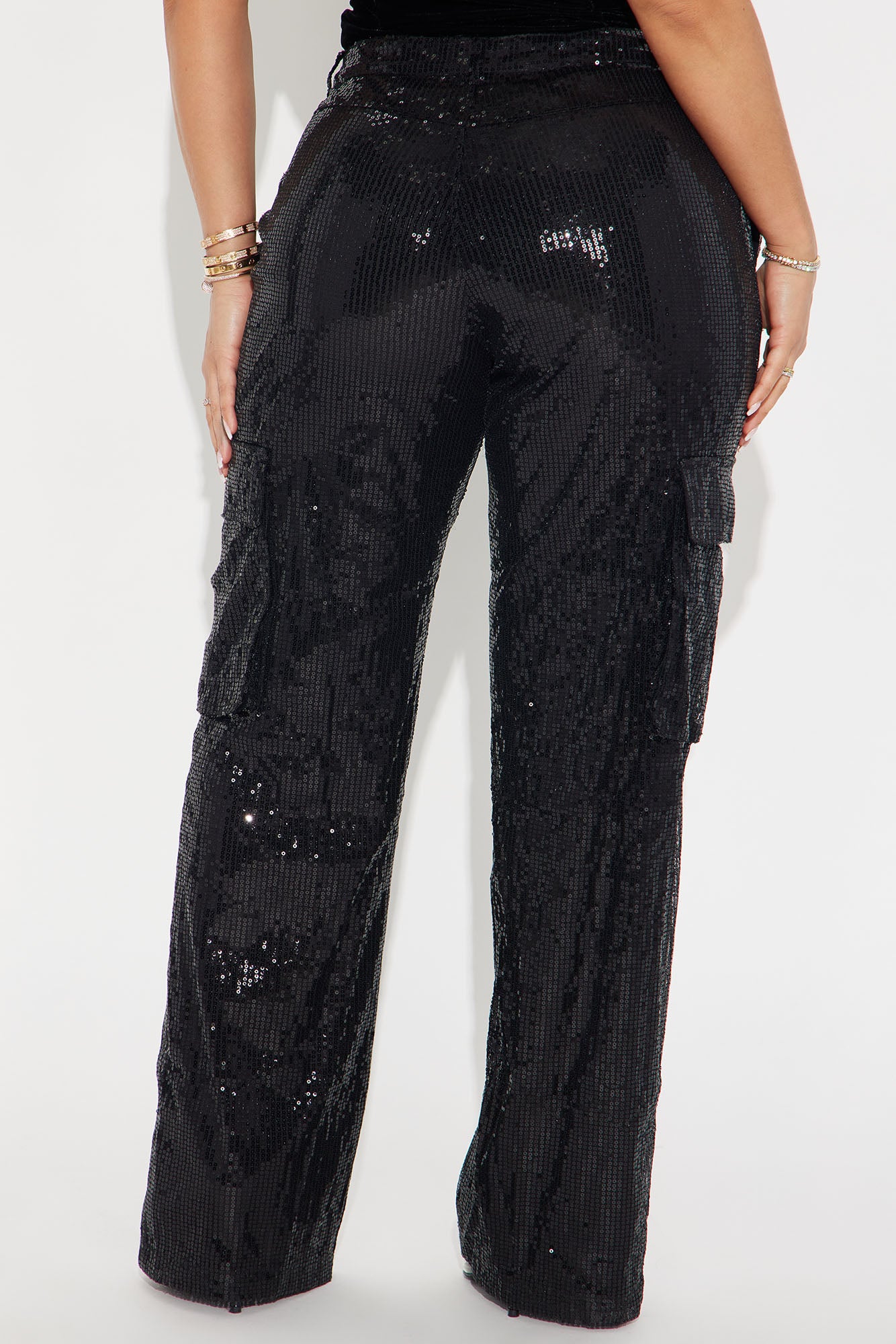 Exclusive Nights Sequin Cargo Pant - Black - Image 3
