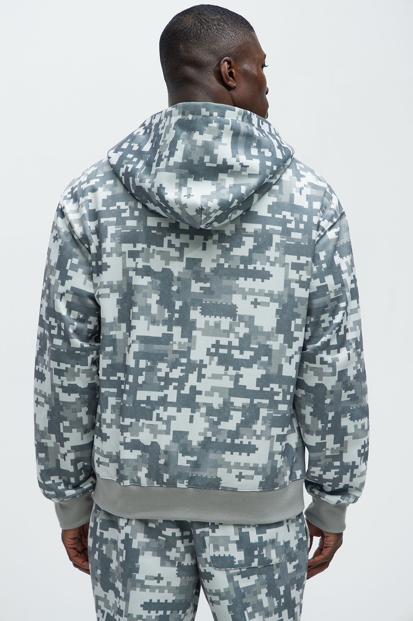 Digi Camo Oversized Zip Up Hoodie - Grey/combo - Image 4