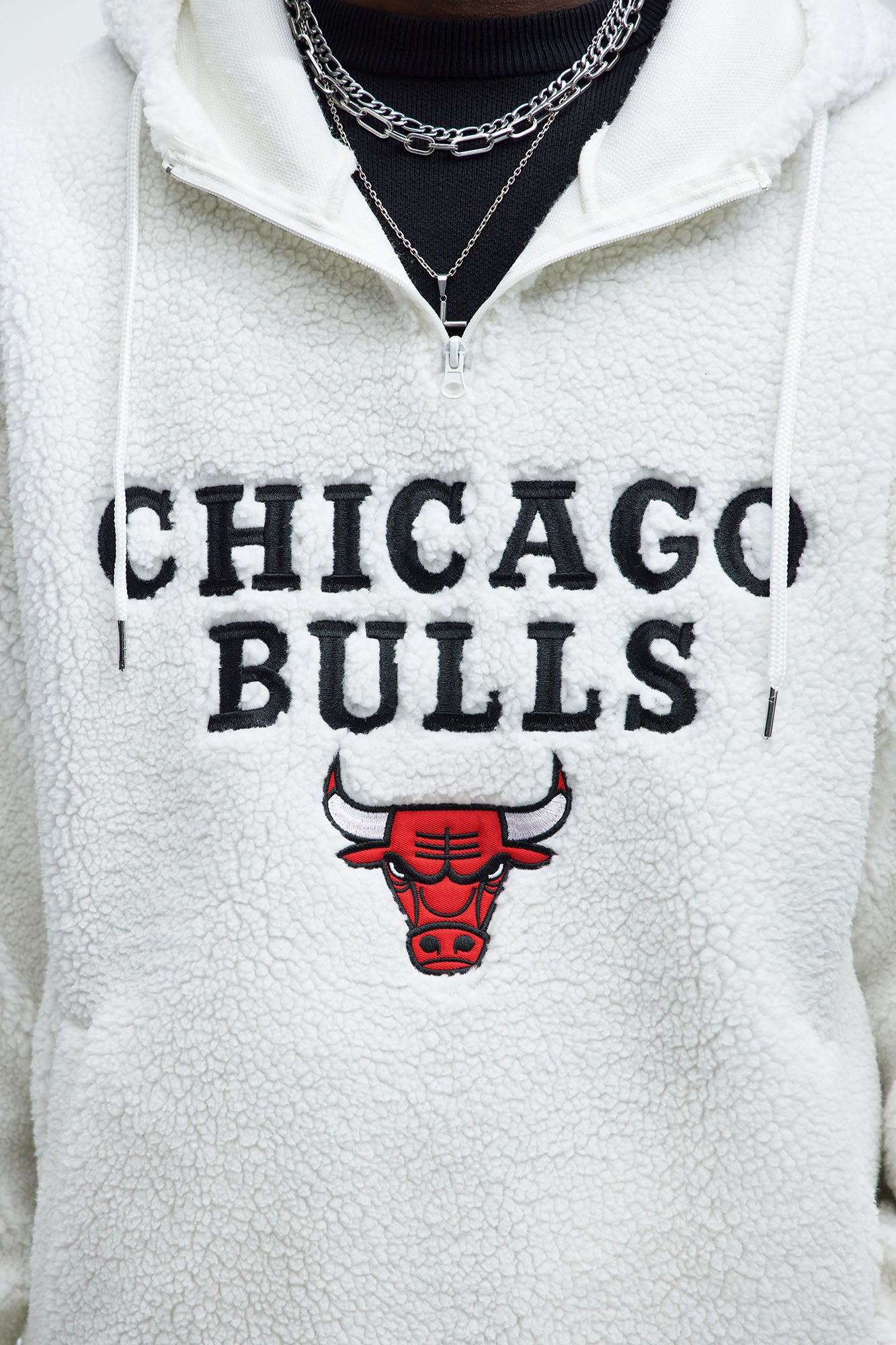 Bulls Sherpa Hoodie - White - Image 3