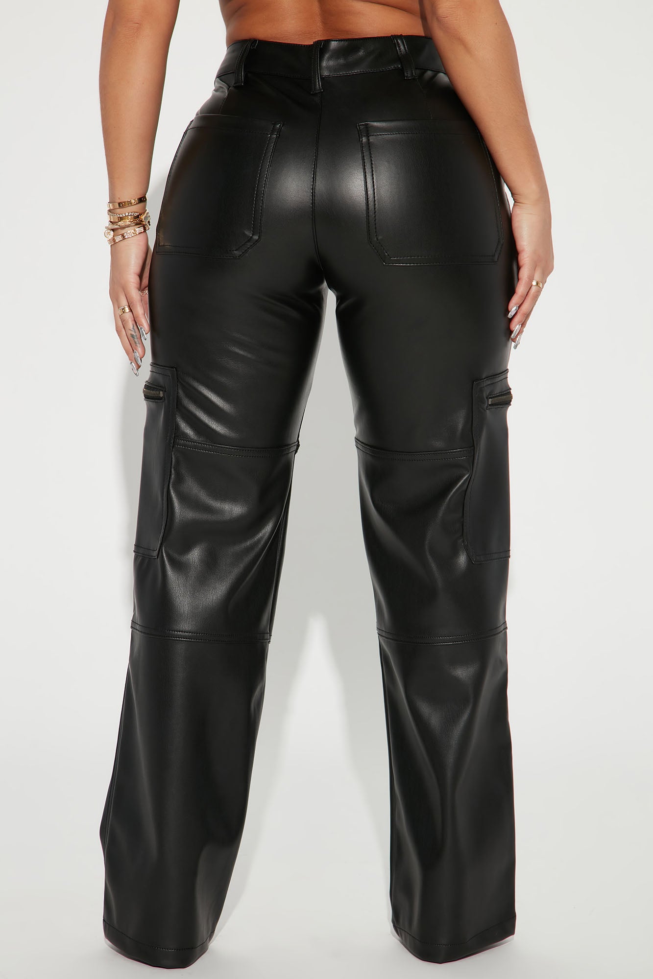 Studio City Straight Leg Faux Leather Pant - Black - Image 3