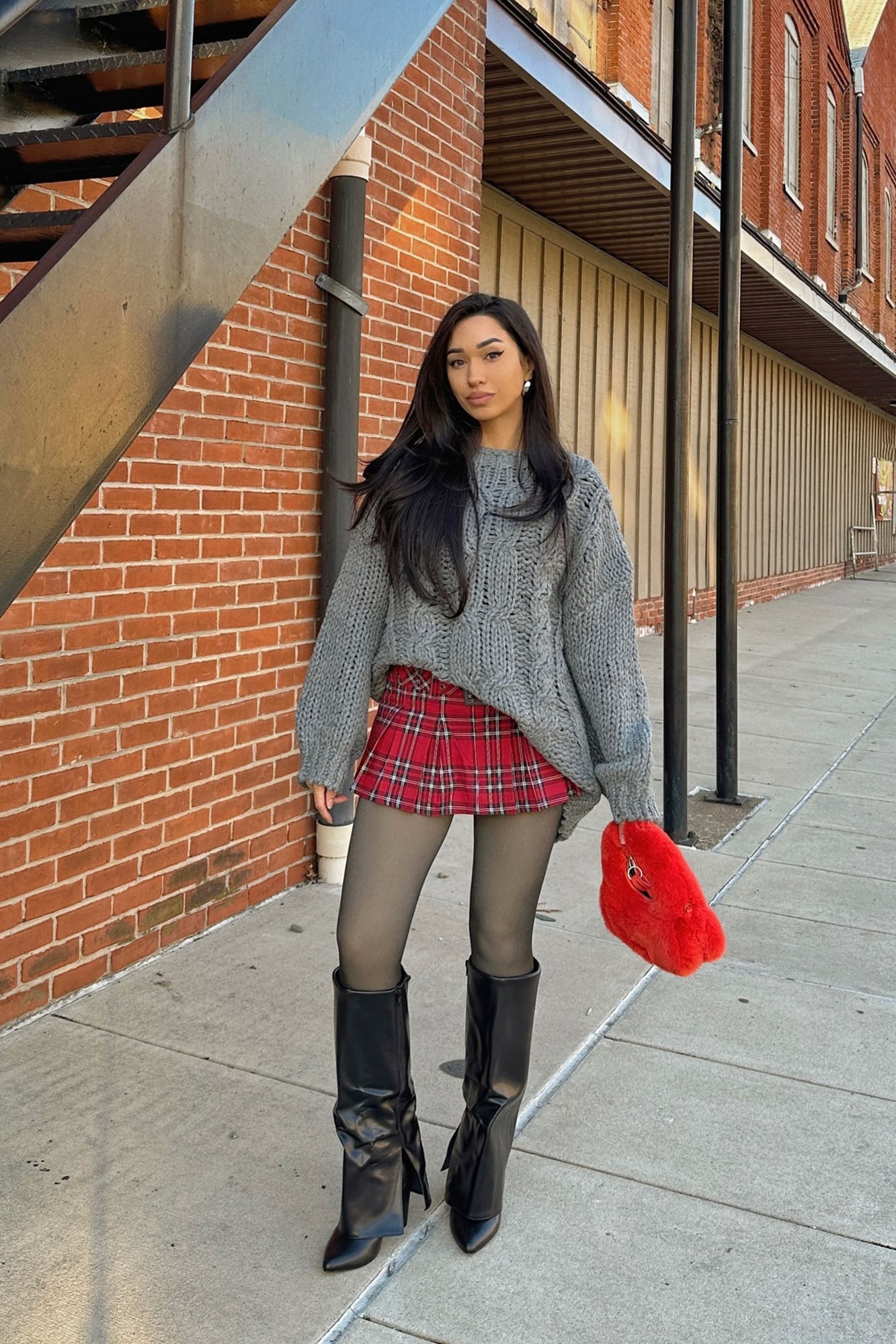 You Better Behave Plaid Micro Mini Skort - Red/combo - Image 4