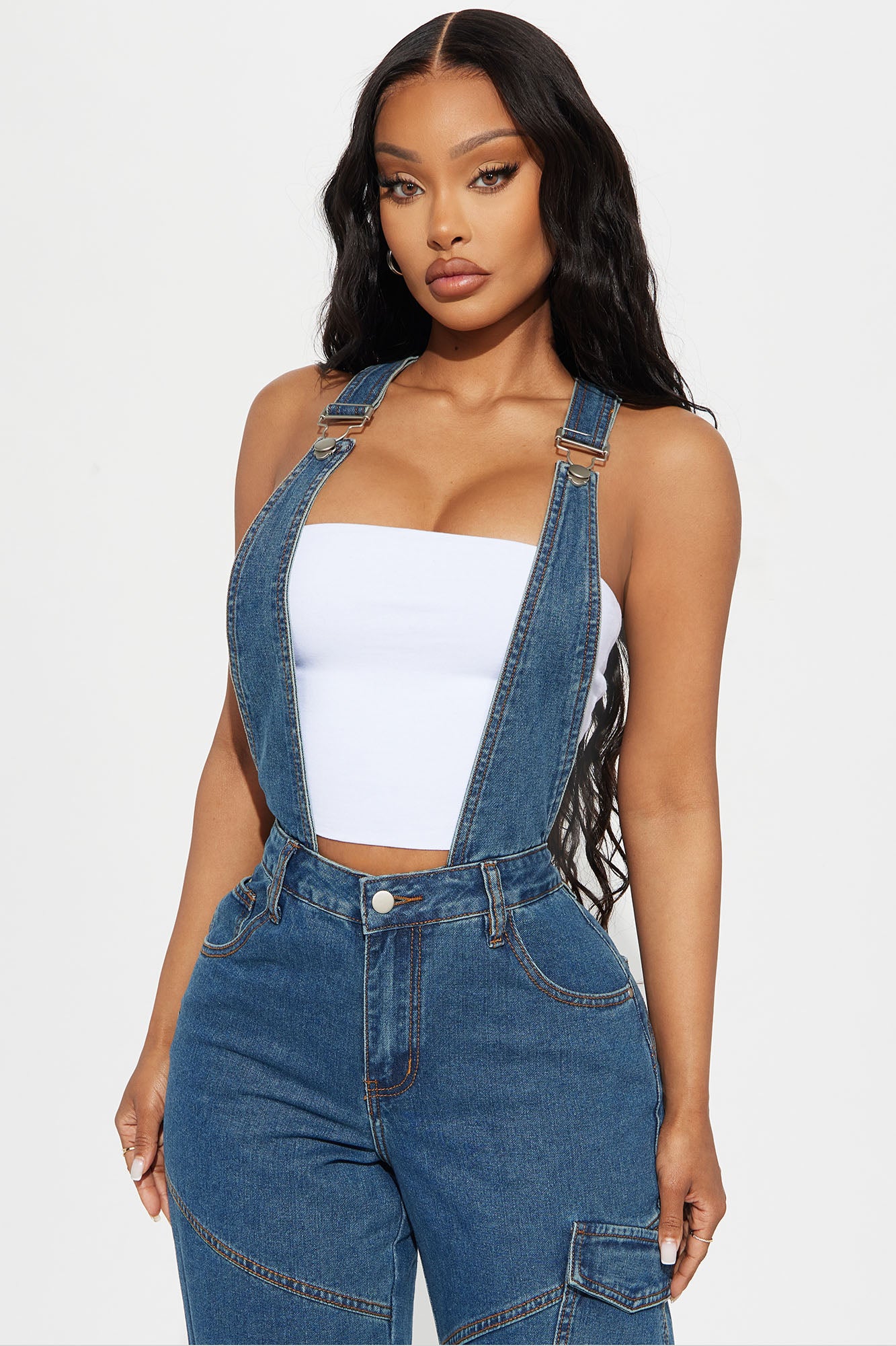 Play By The Rules Denim Overalls - Dark Wash - Image 3
