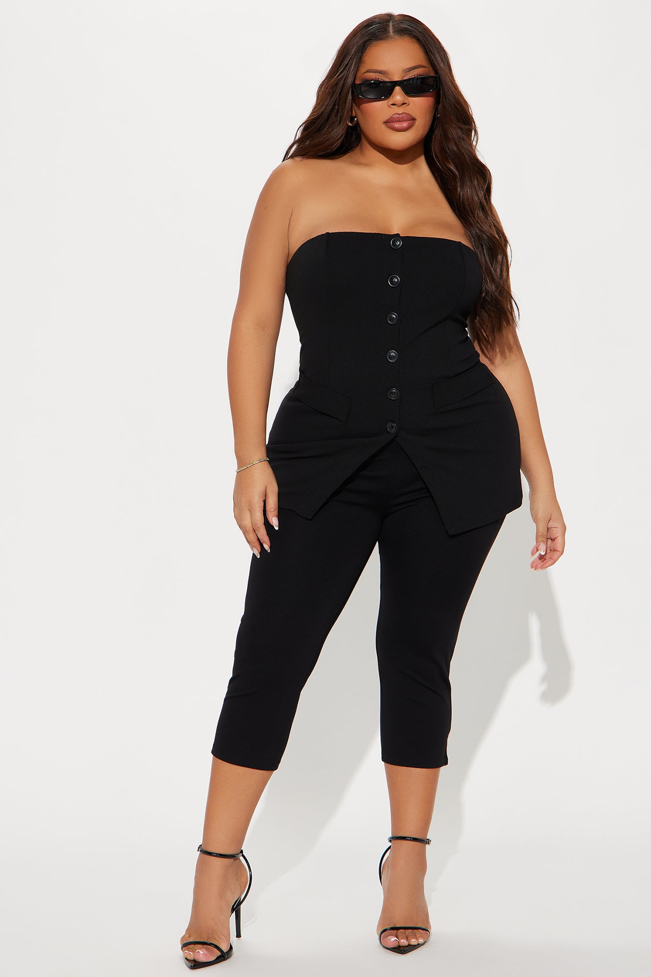 Gabriella Strapless Vest Top - Black - Image 5