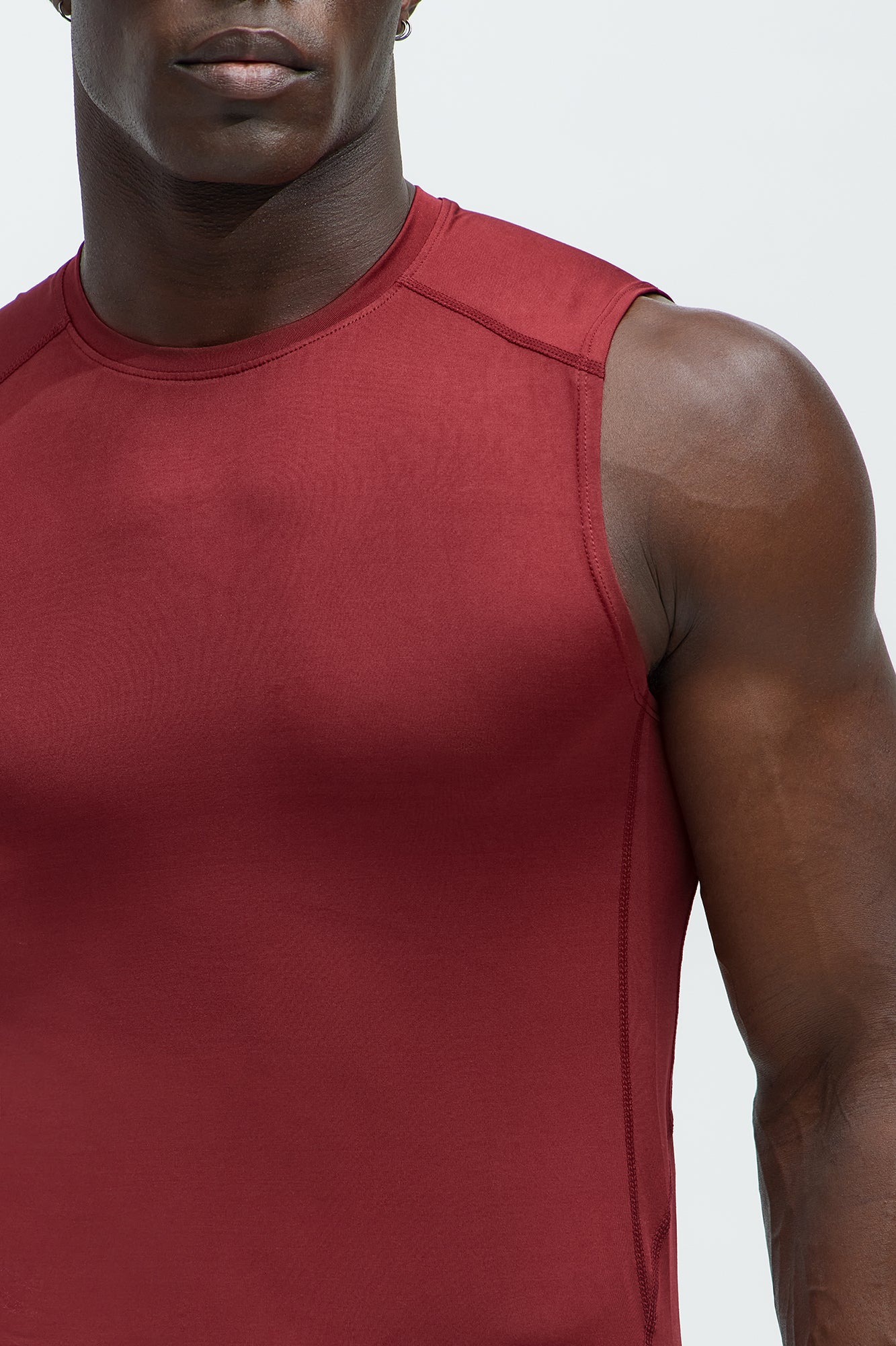 Vital Compression Cut Off Tee - Burgundy - Image 3