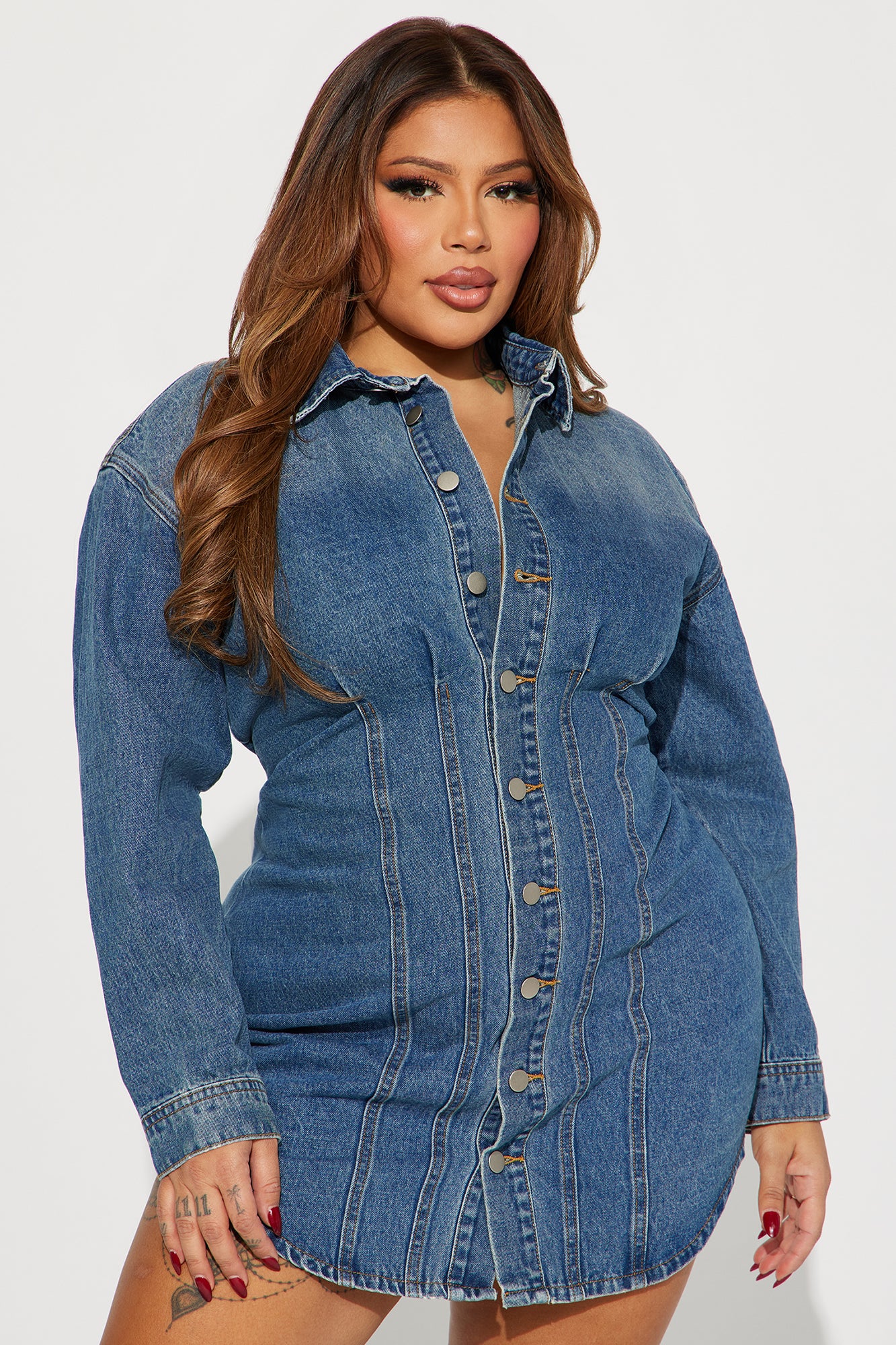 Alessandra Denim Mini Dress - Medium Wash - Image 5