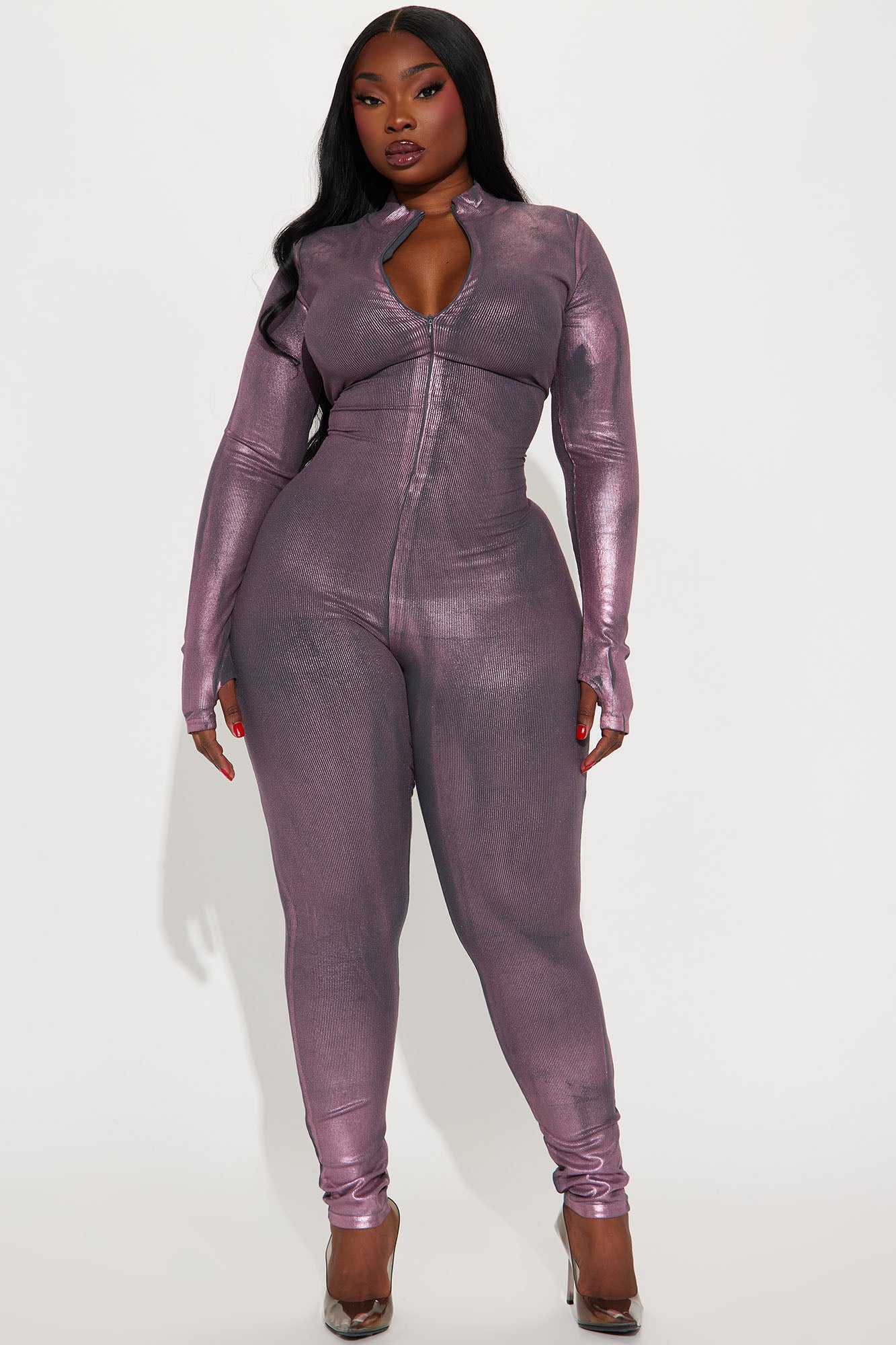 Caught Up Metallic Jumpsuit - Charcoal/combo - Image 4