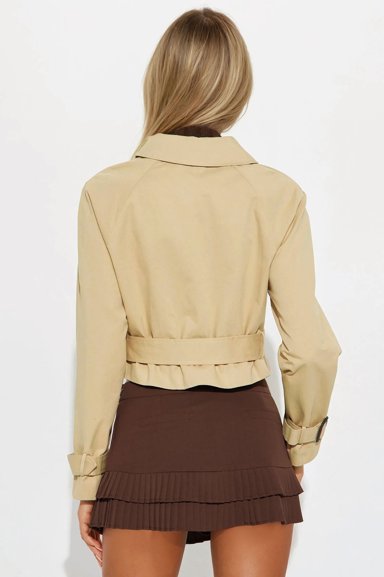 Charlie Belted Cropped Trench - Khaki - Image 4