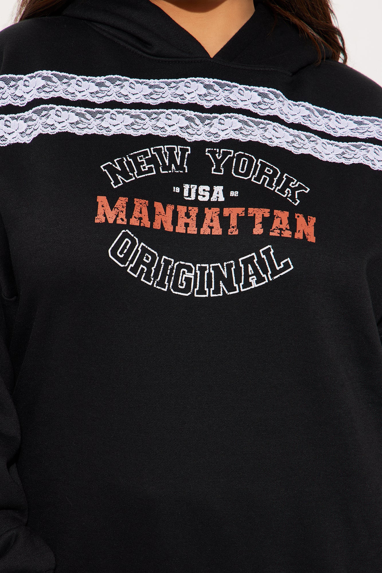 Manhattan Fleece Lace Sweatsuit Set - Black - Image 7