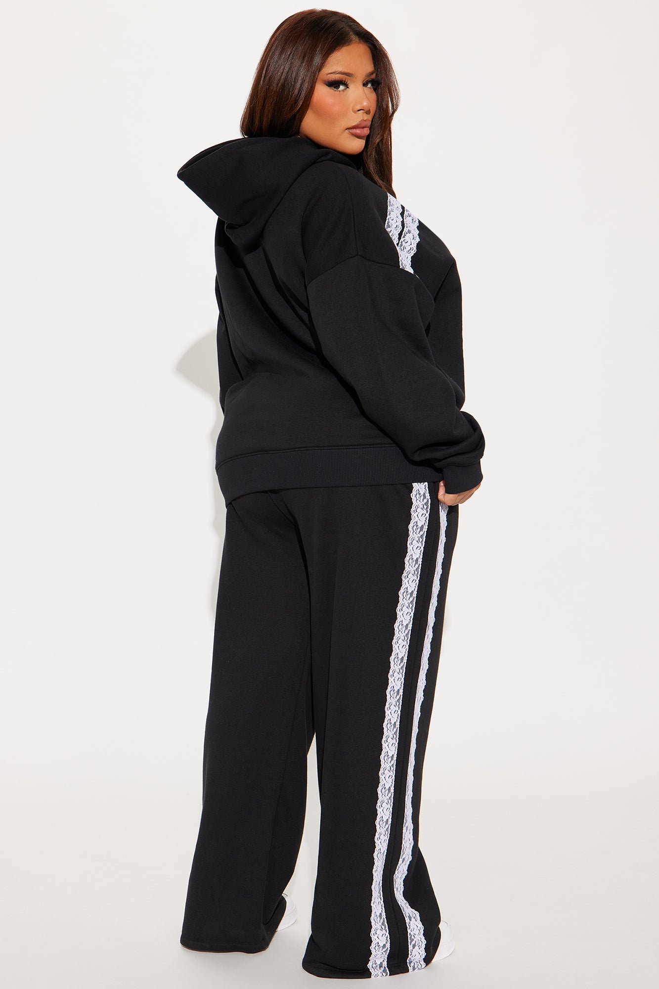 Manhattan Fleece Lace Sweatsuit Set - Black - Image 8