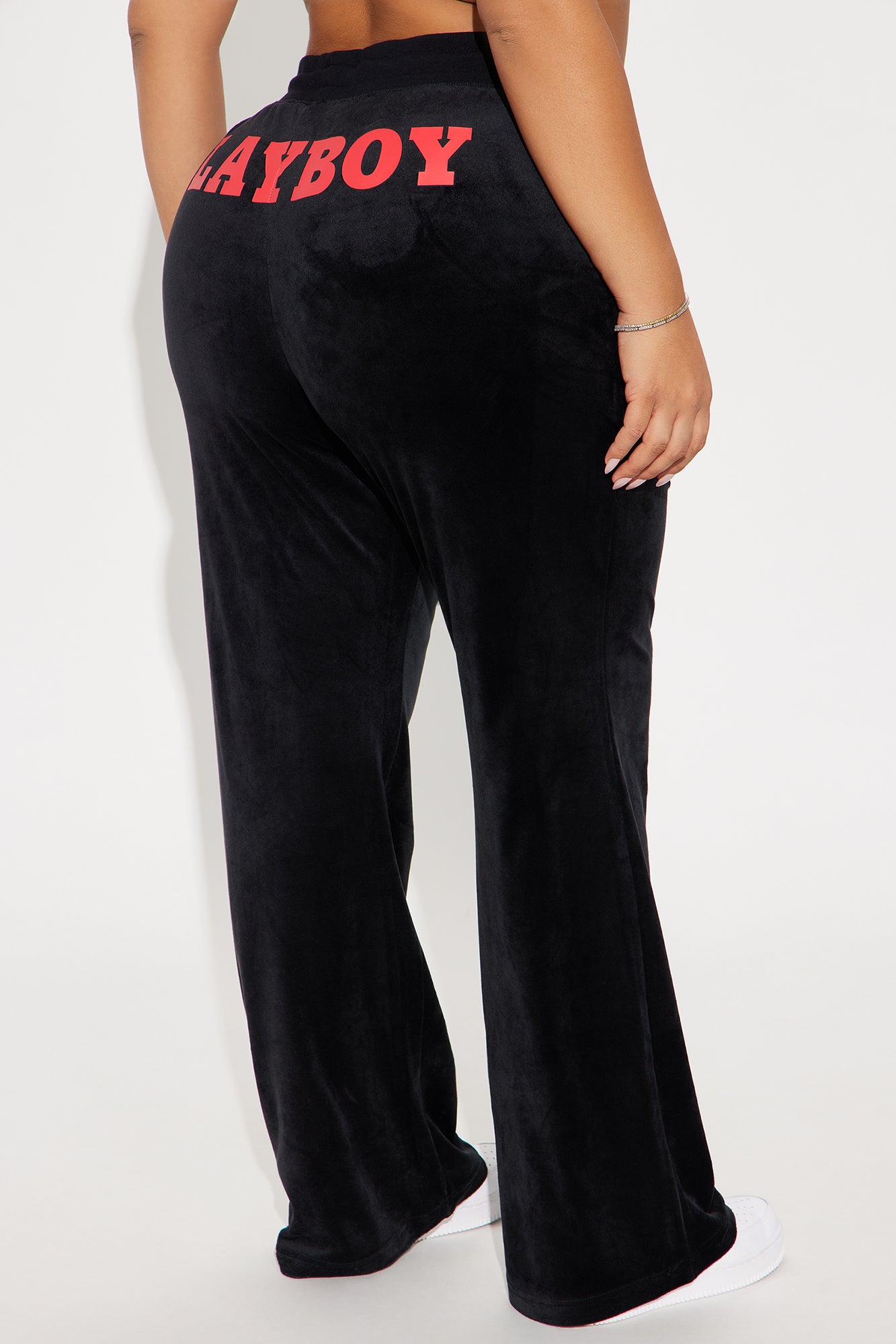 Playboy Cherry Velour Wide Leg Pant - Black - Image 9