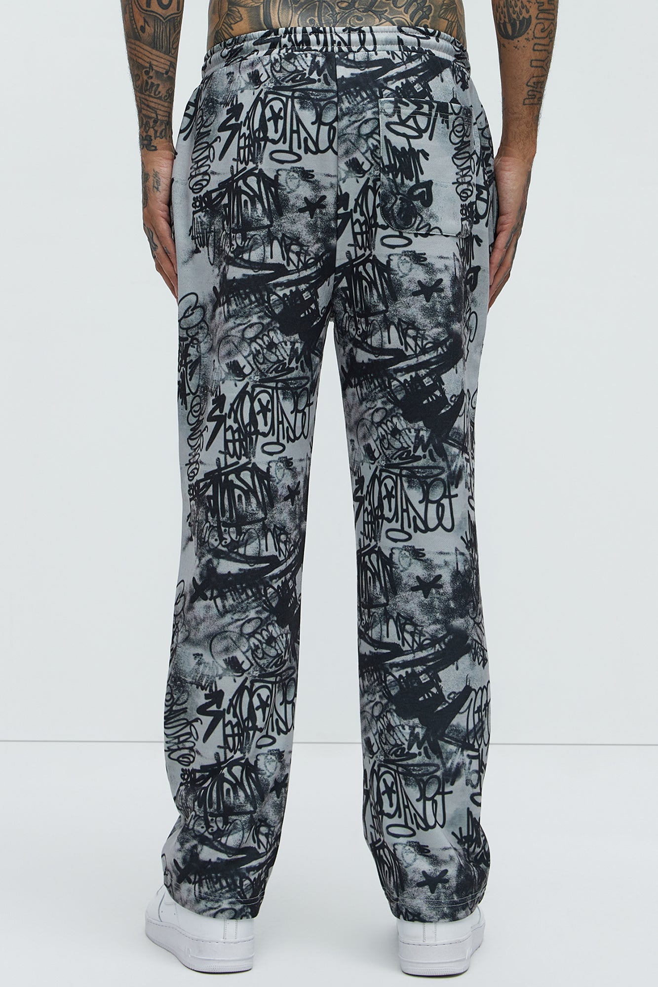 Vandal Straight Graffiti Sweatpants - Grey - Image 5