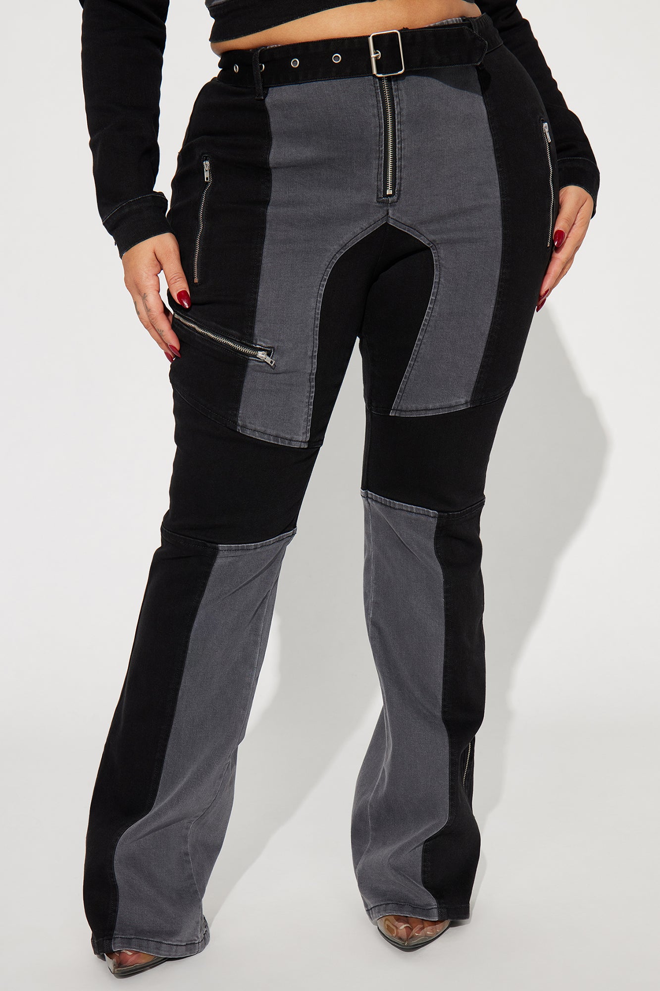 Off To The Races Stretch Bootcut Jeans - Black/Grey - Image 6