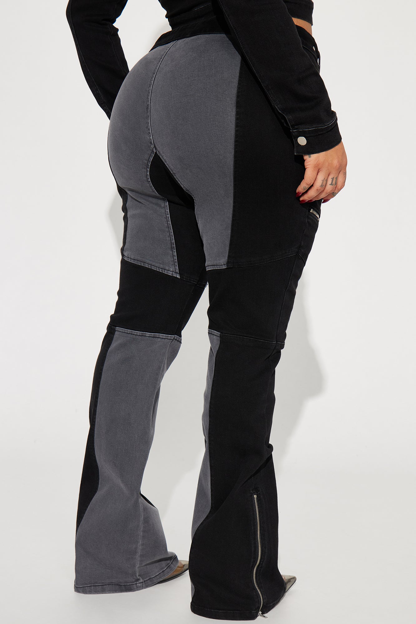 Off To The Races Stretch Bootcut Jeans - Black/Grey - Image 7